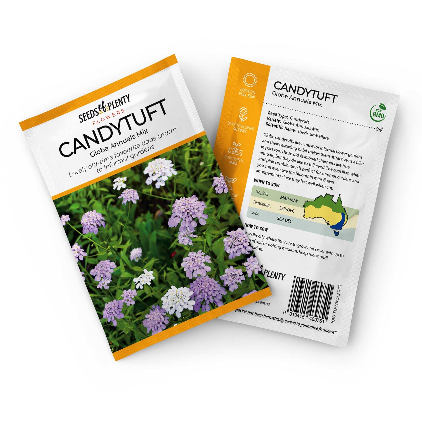 CANDYTUFT - Globe Annuals Mix Seed Packet - Iberis umbellata