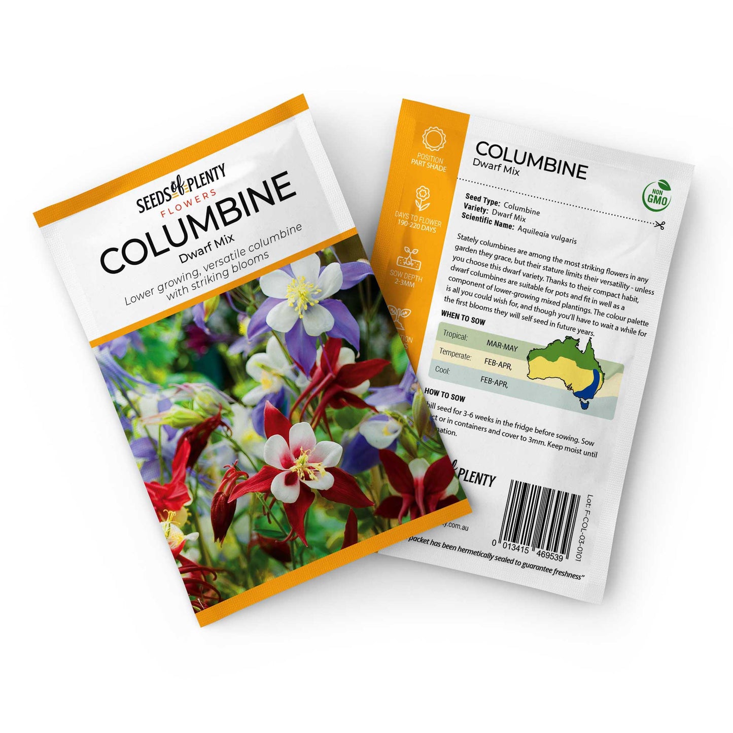 COLUMBINE - Dwarf Mix Seed Packet - Aquilegia vulgaris