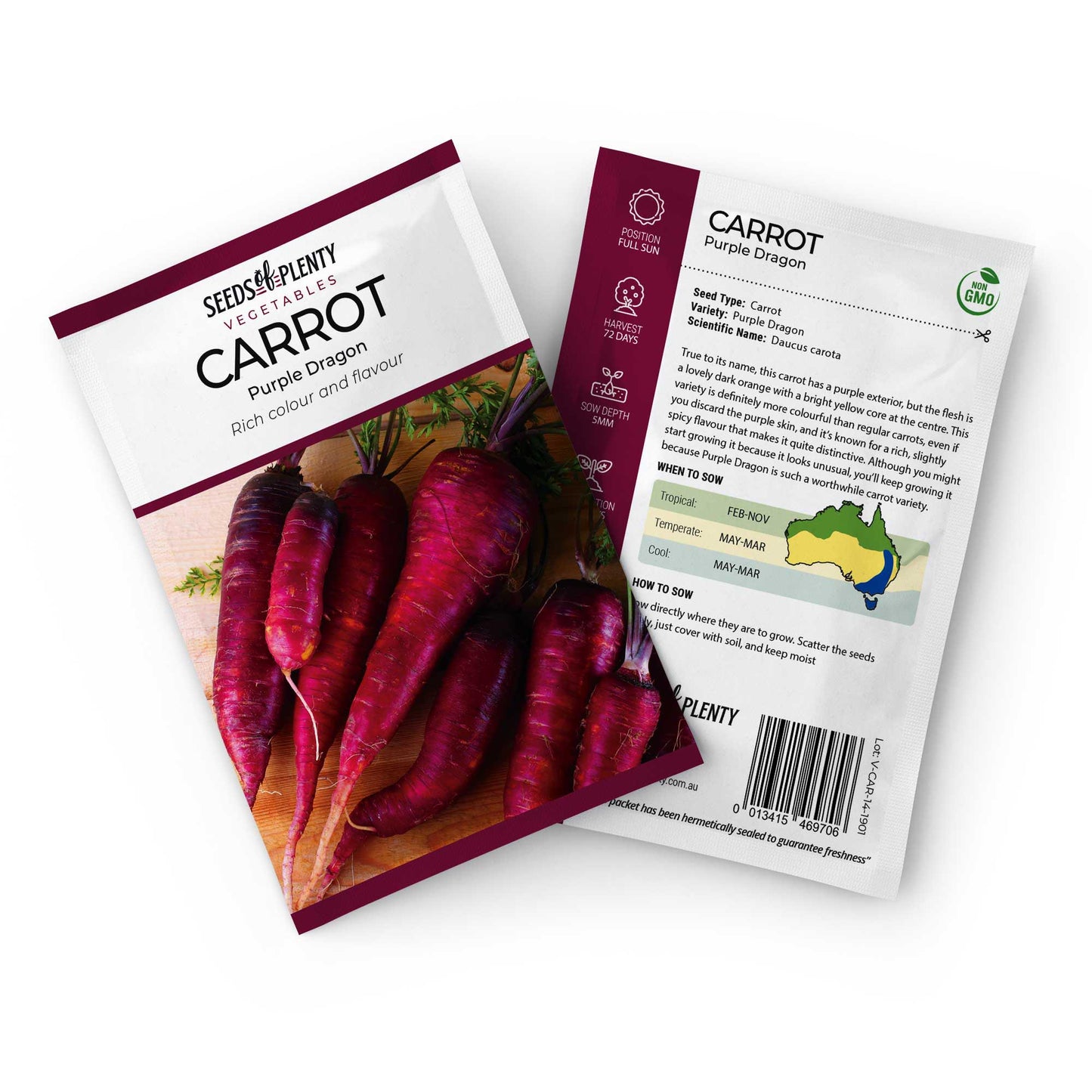 CARROT - Purple Dragon Seed Packet - Daucus carota