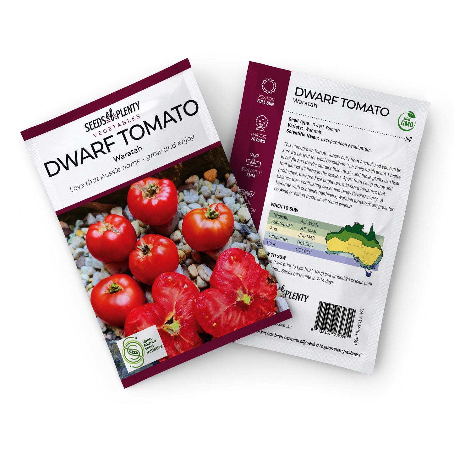 DWARF TOMATO - Waratah Seed Packet - Lycopersicon esculentum