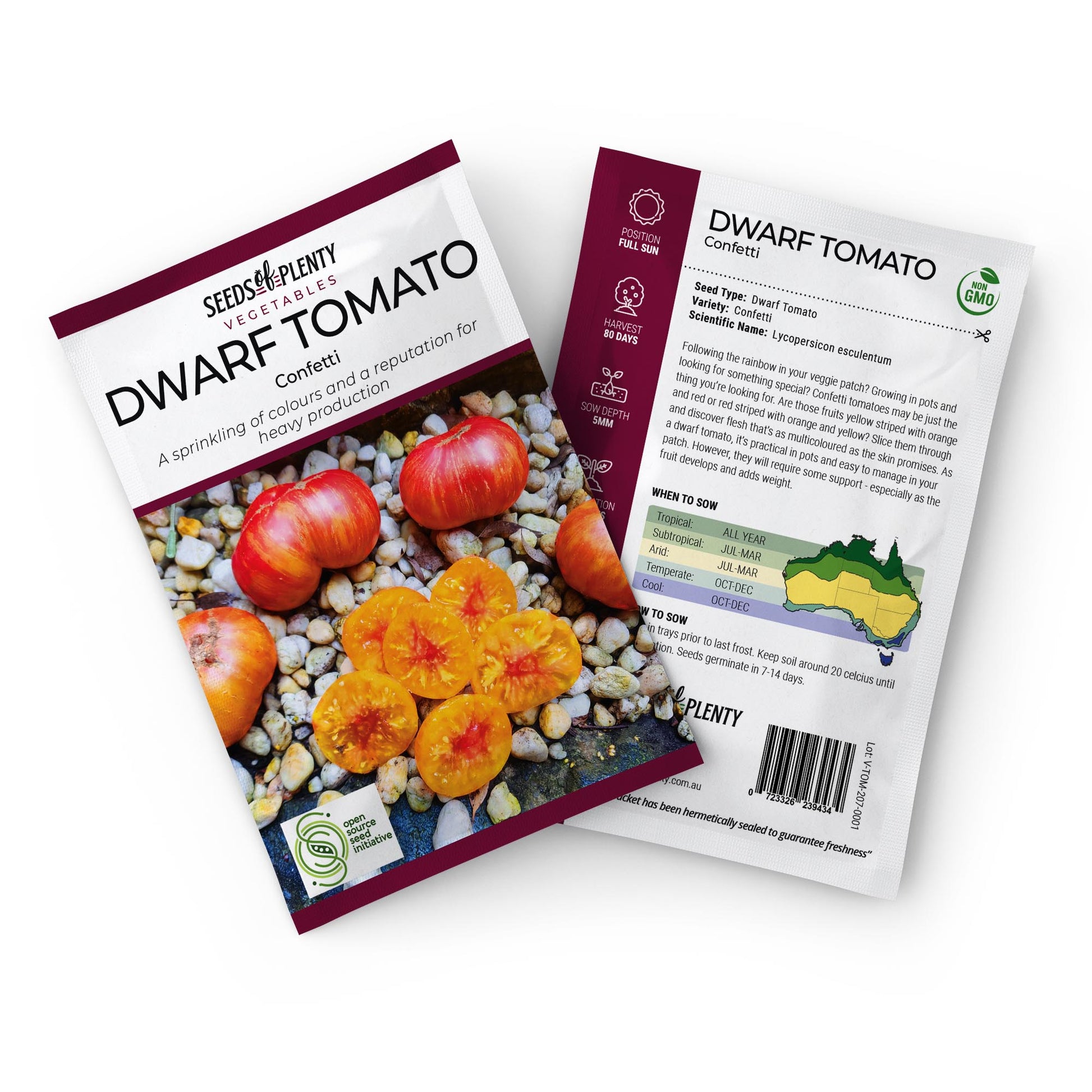 DWARF TOMATO - Confetti Seed Packet - Lycopersicon esculentum