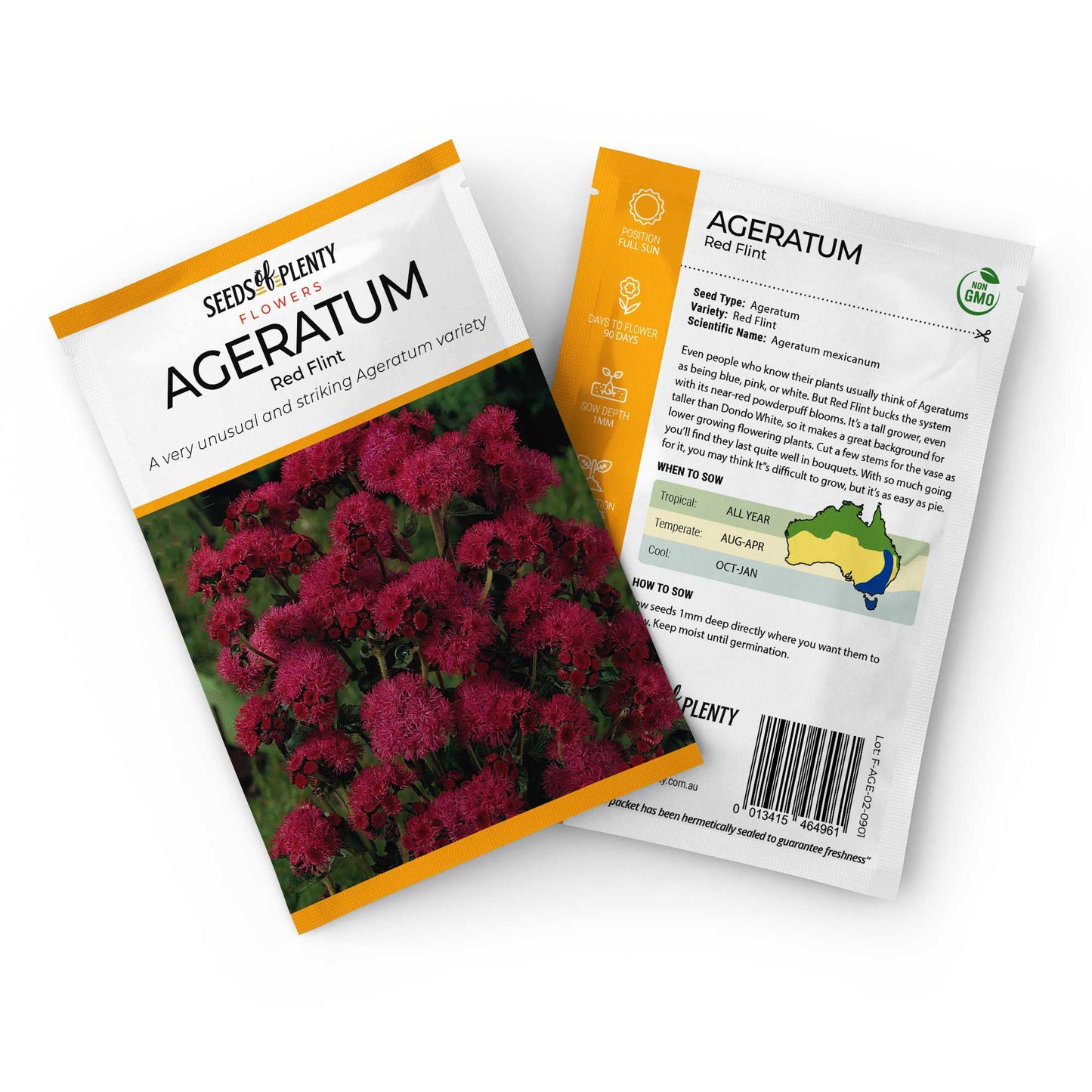 AGERATUM - Red Flint Seed Packet - Ageratum mexicanum