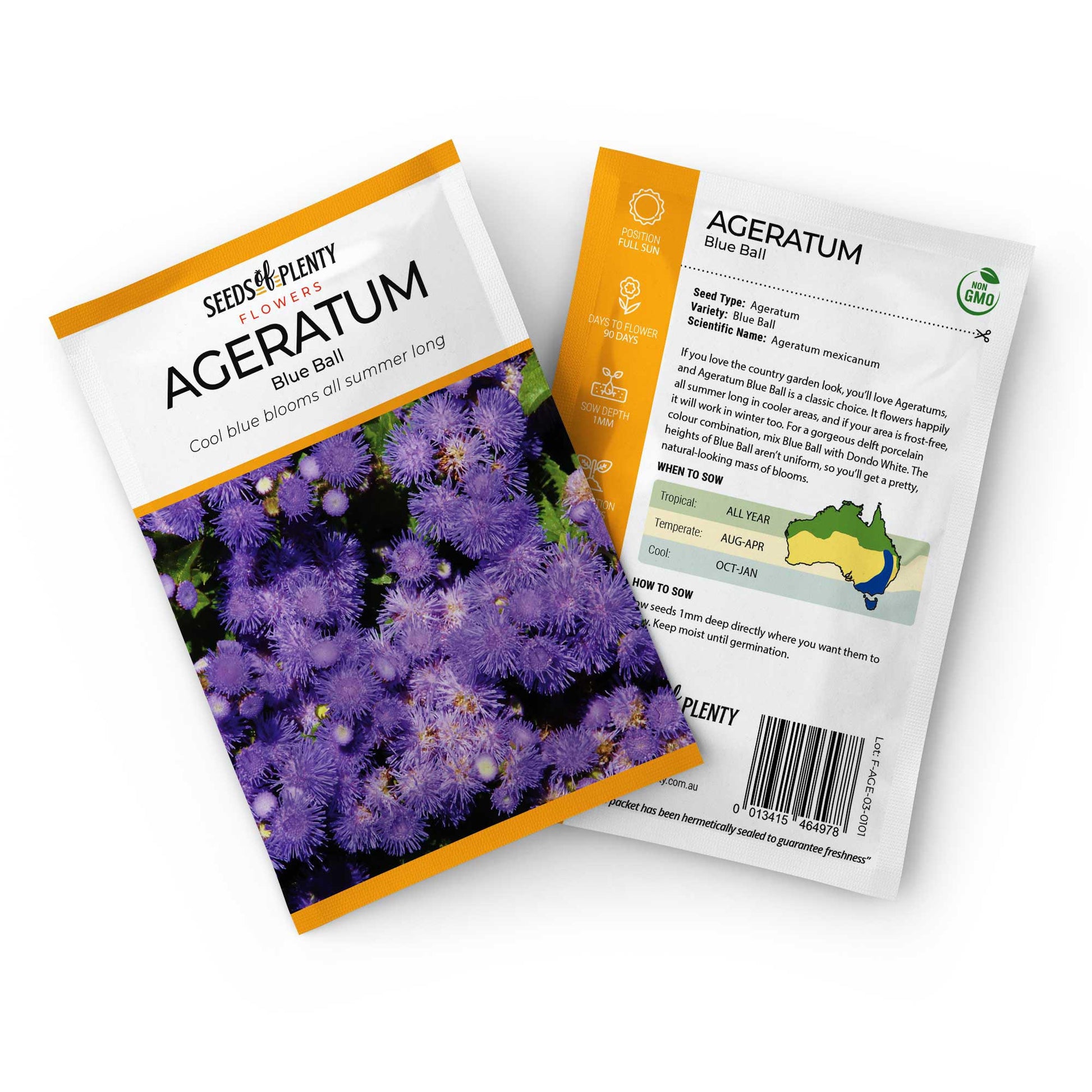 AGERATUM - Blue Ball Seed Packet - Ageratum mexicanum