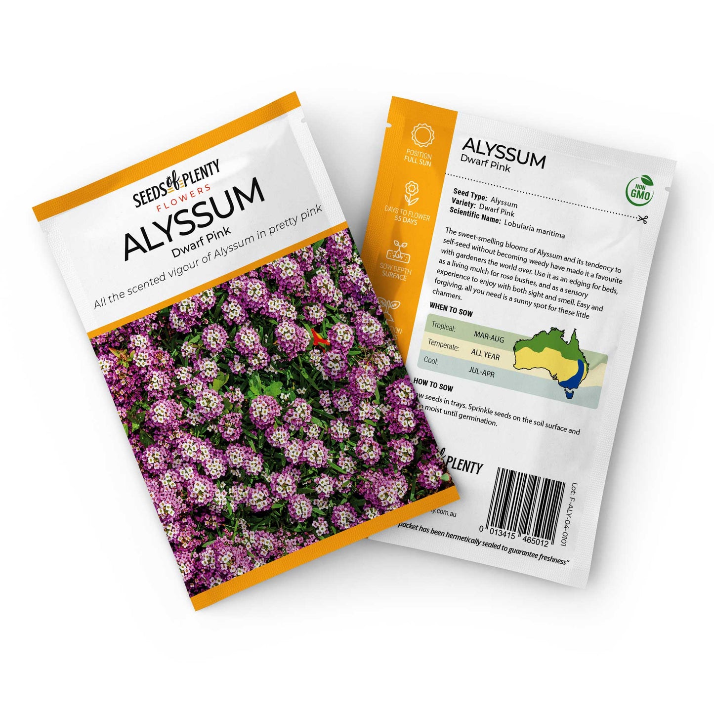ALYSSUM - Dwarf Pink Seed Packet - Lobularia maritima