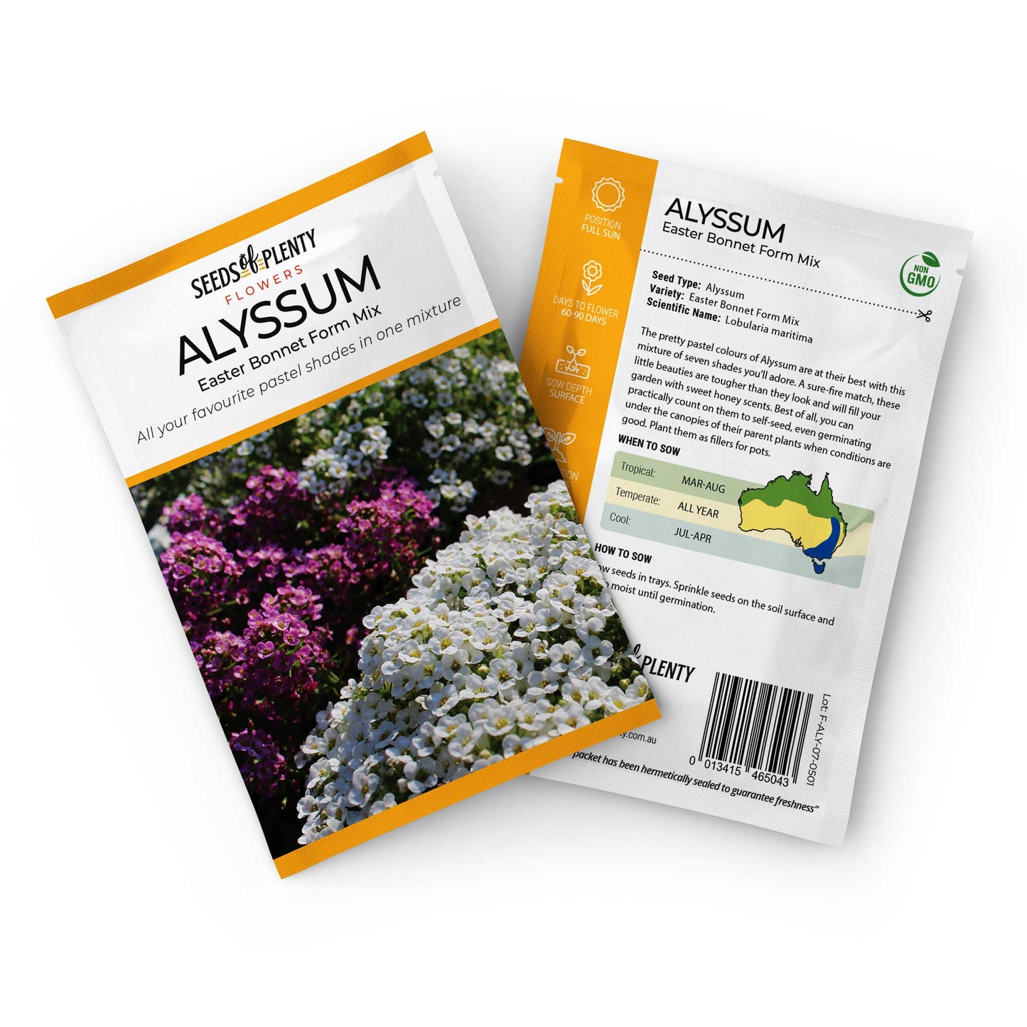 ALYSSUM - Easter Bonnet Form Mix Seed Packet - Lobularia maritima