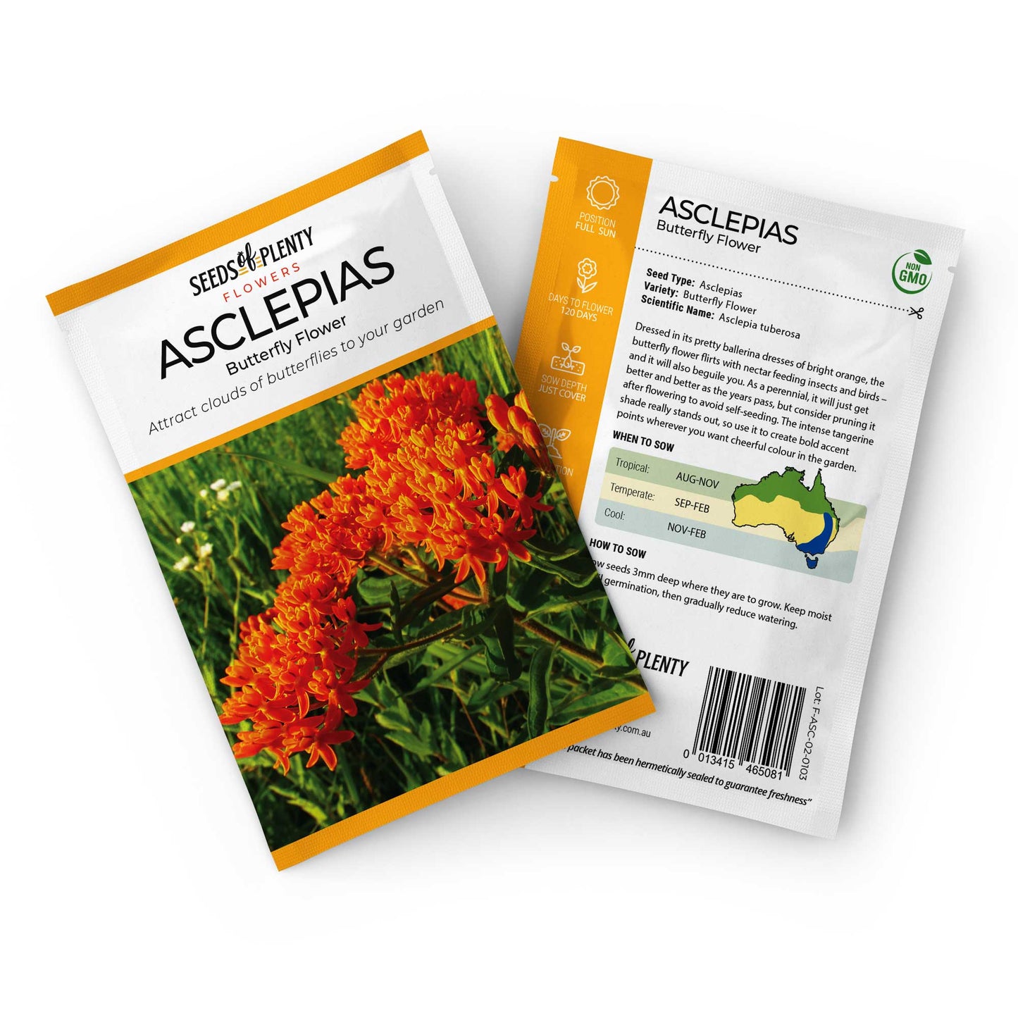 ASCLEPIAS - Butterfly Flower Seed Packet - Asclepia tuberosa