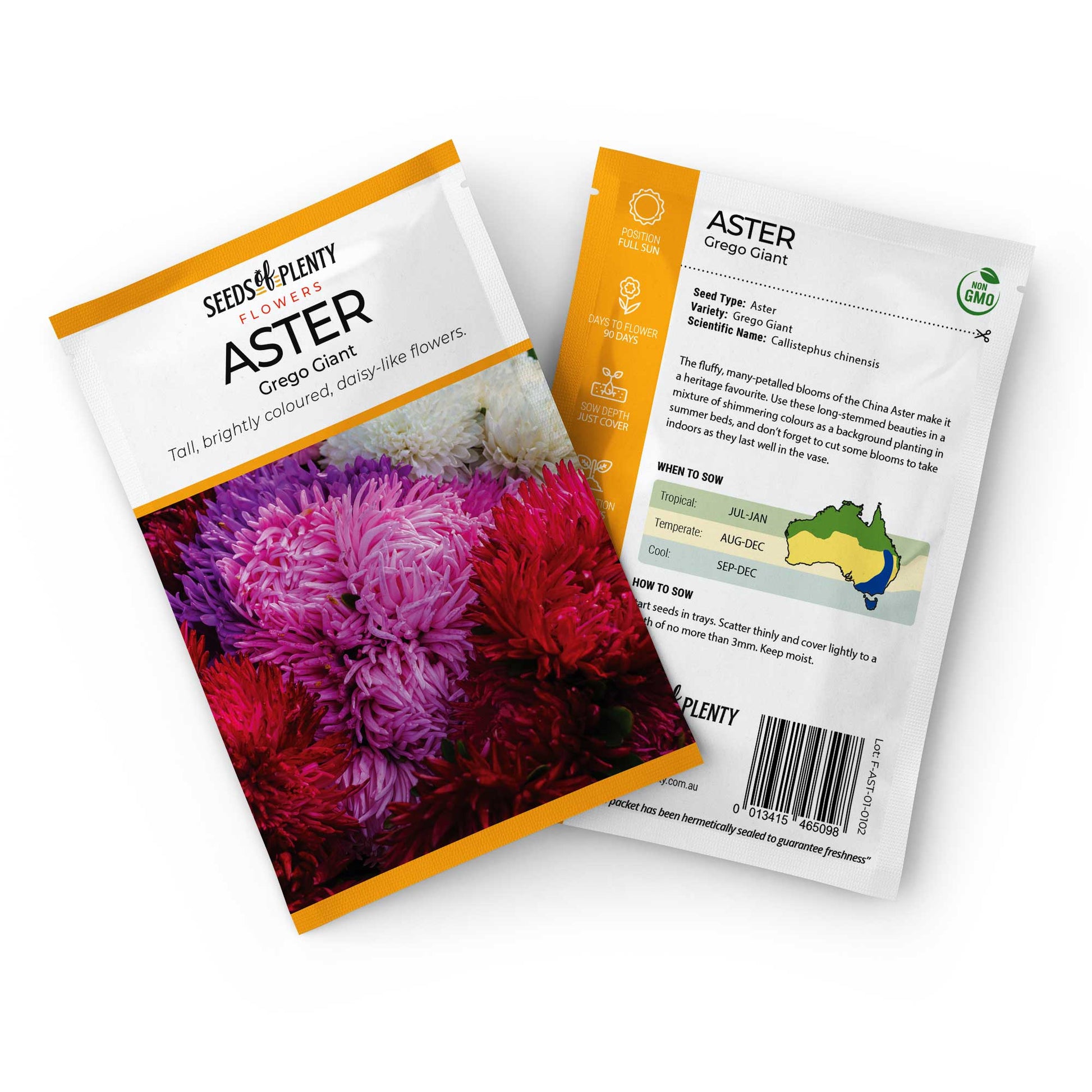 ASTER - Grego Giant Seed Packet - Callistephus chinensis