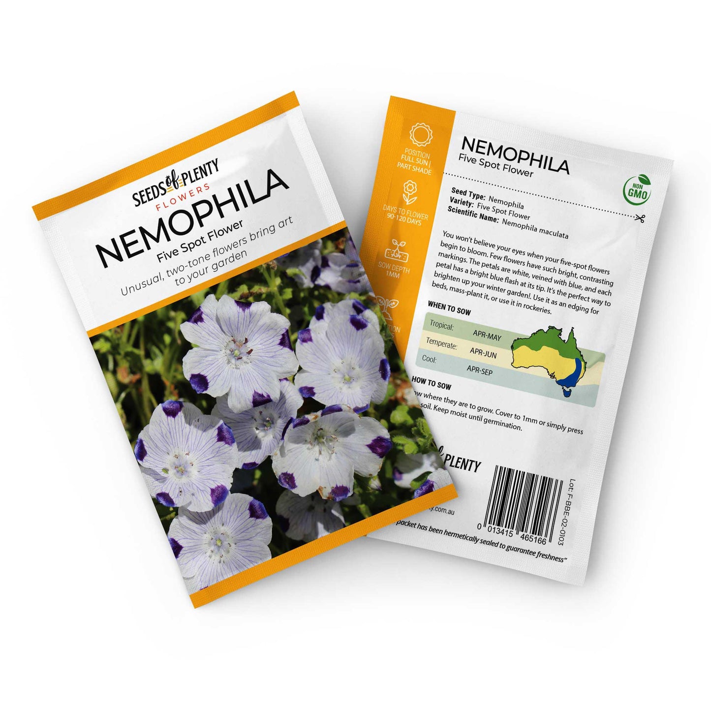 FIVE SPOT FLOWER - Seed Packet - Nemophila maculata