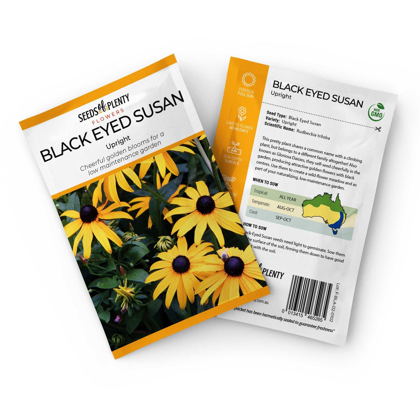 BLACK EYED SUSAN - Upright Seed Packet - Rudbeckia triloba