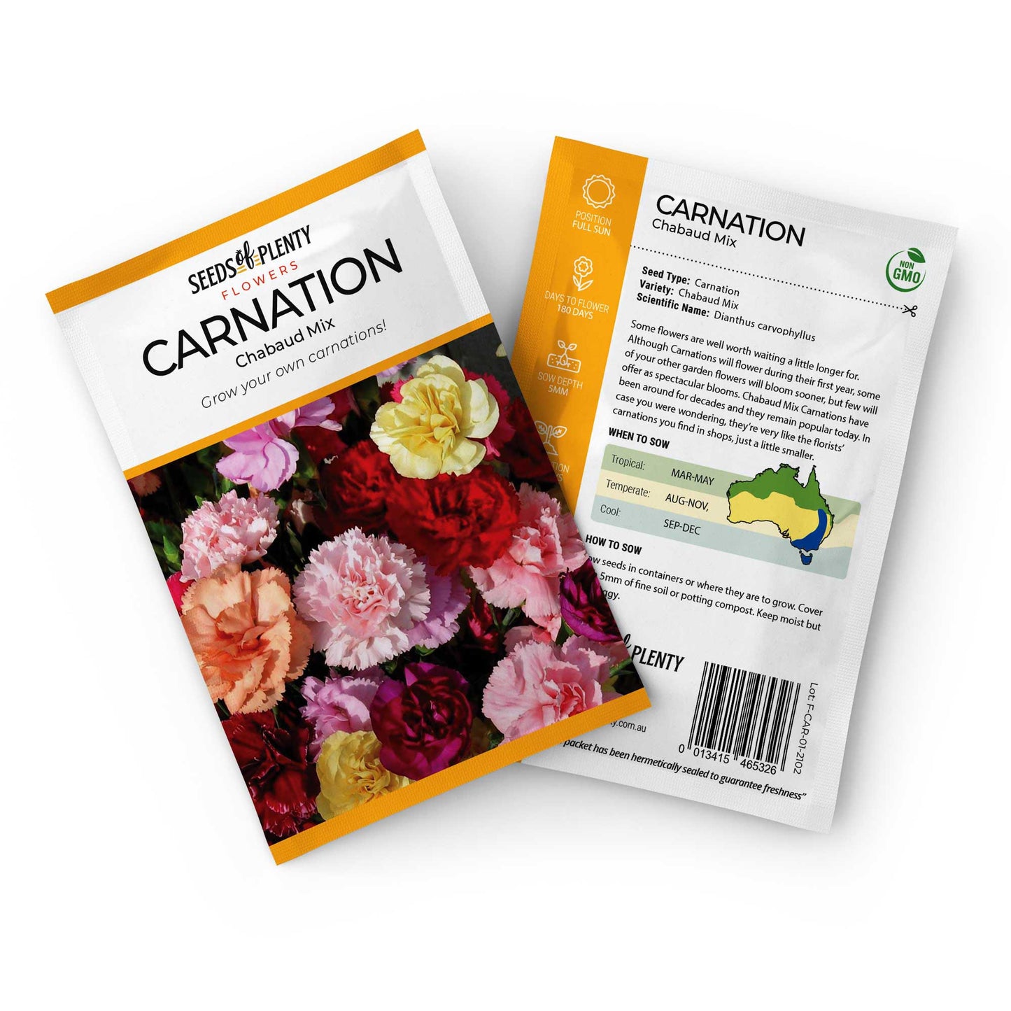 CARNATION - Chabaud Mix Seed Packet - Dianthus caryophyllus