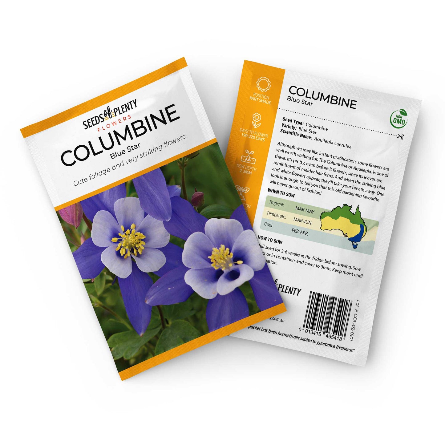 COLUMBINE - Blue Star Seed Packet - Aquilegia caerulea