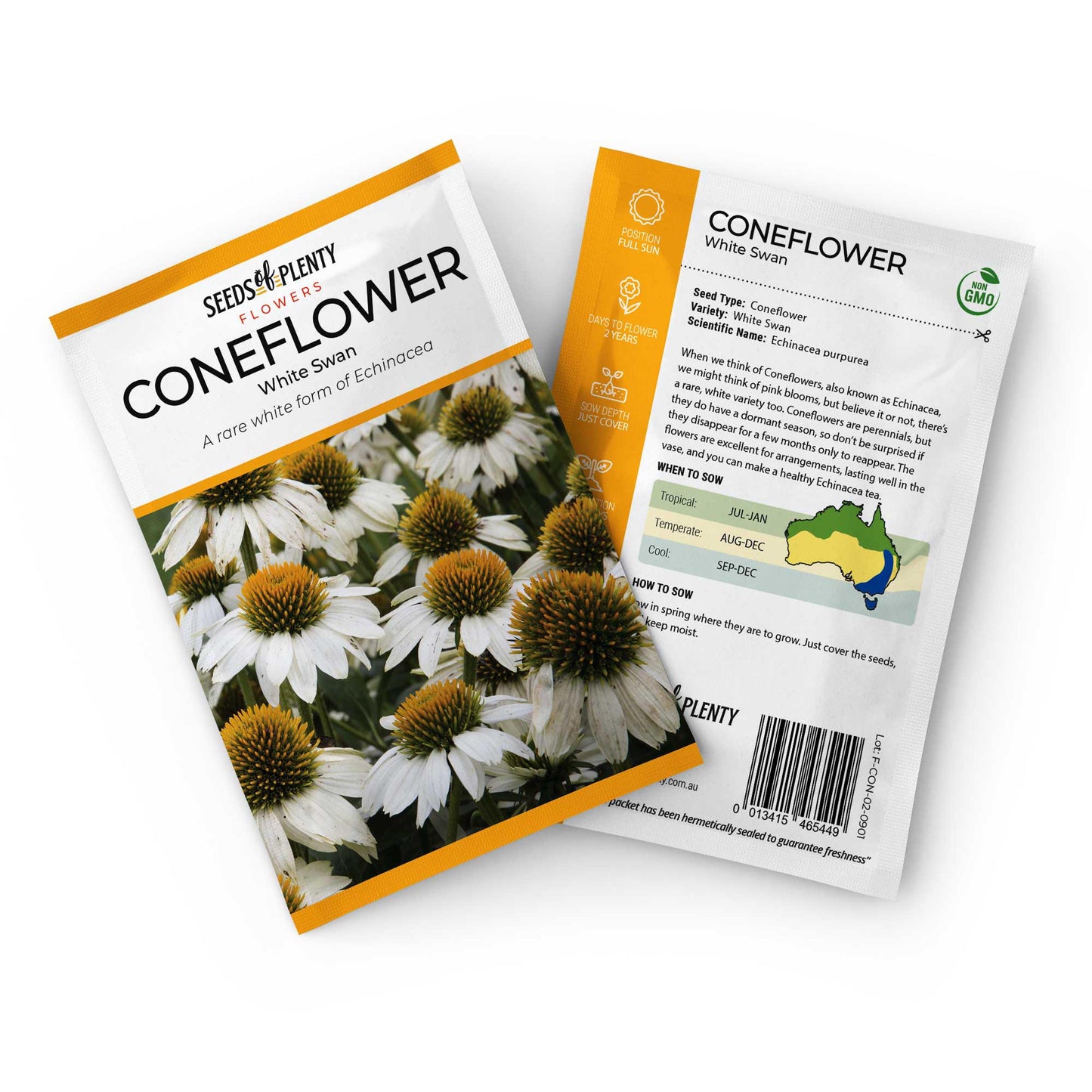 CONEFLOWER - White Swan Seed Packet - Echinacea purpurea
