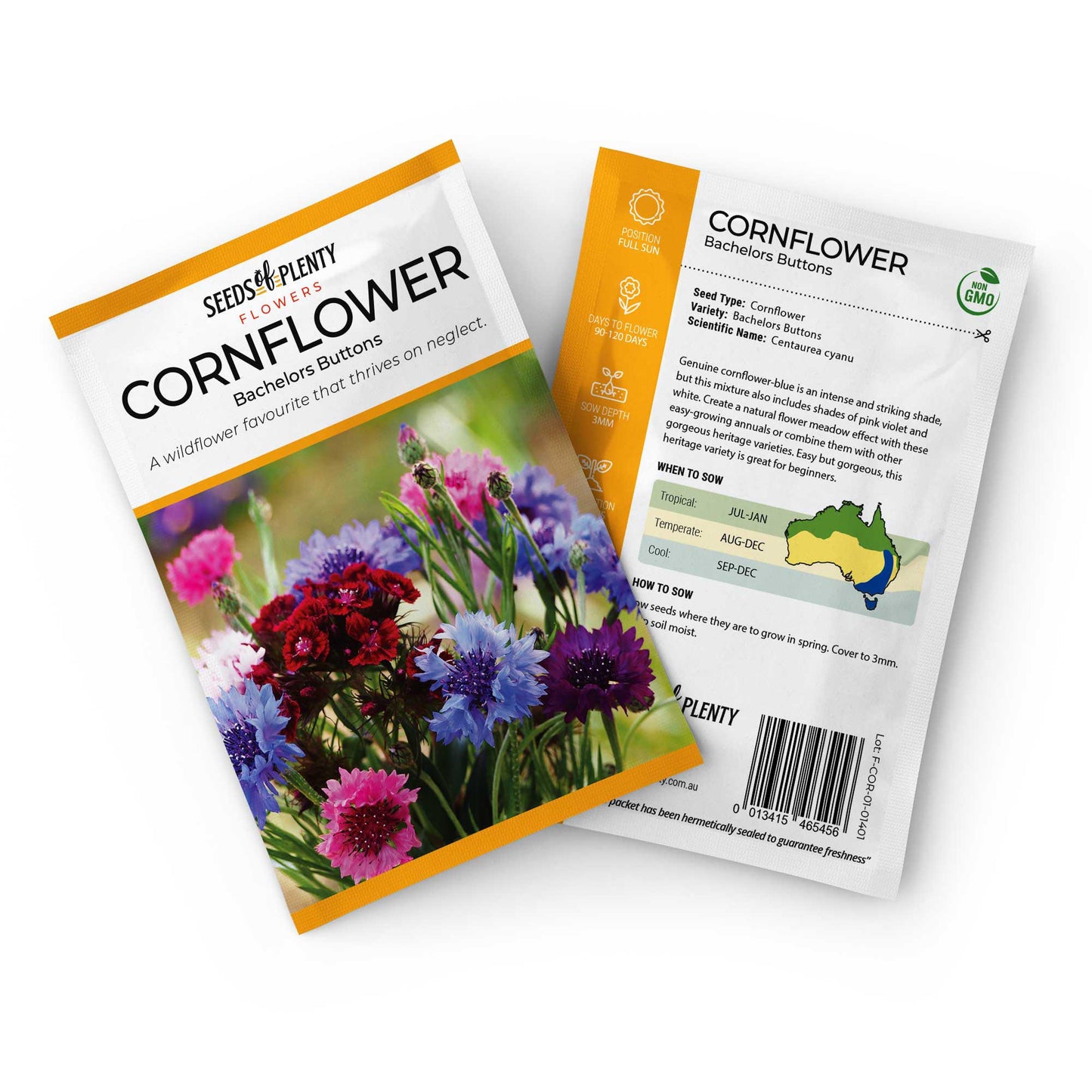 CORNFLOWER - Bachelors Buttons Seed Packet - Centaurea cyanus