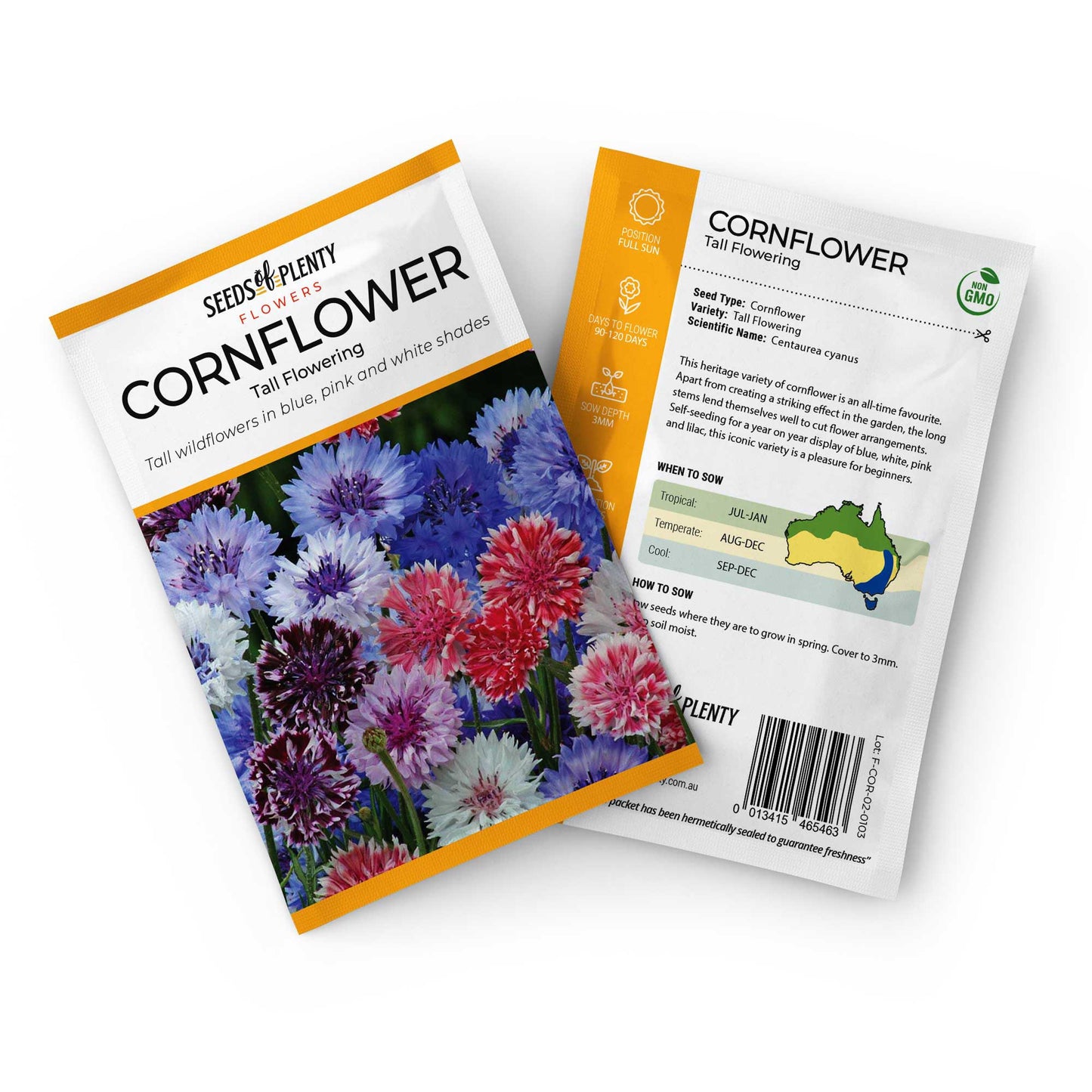 CORNFLOWER - Tall Flowering Seed Packet - Centaurea cyanus