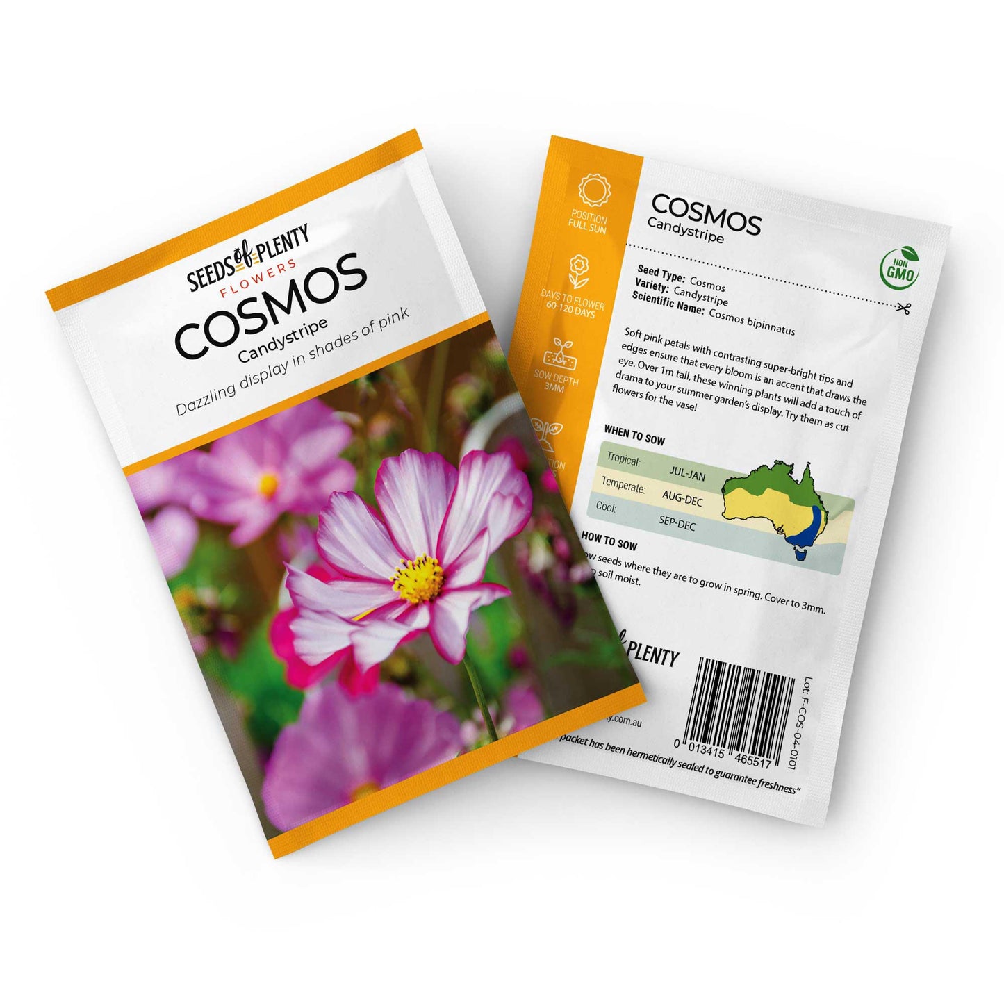 COSMOS - Candystripe Seed Packet - Cosmos bipinnatus