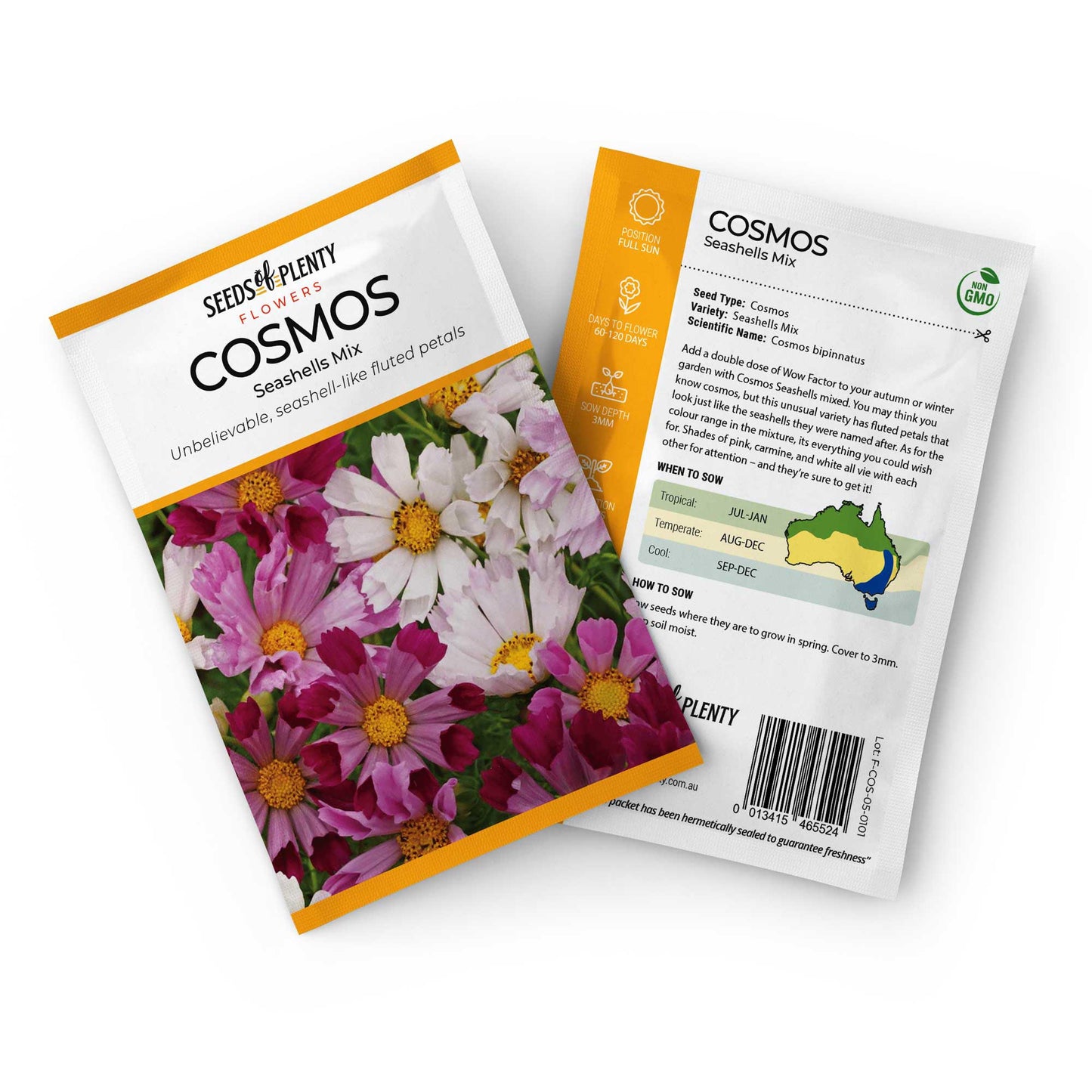 COSMOS - Seashells Mix Seed Packet - Cosmos bipinnatus