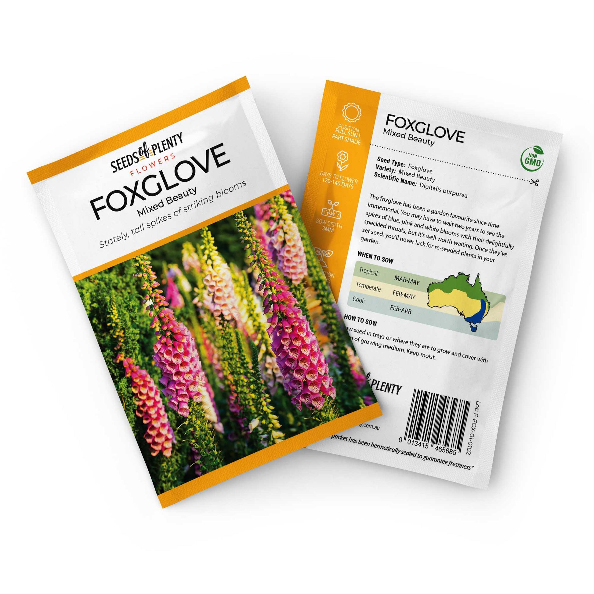 FOXGLOVE  - Mixed Beauty Seed Packet - Digitalis purpurea