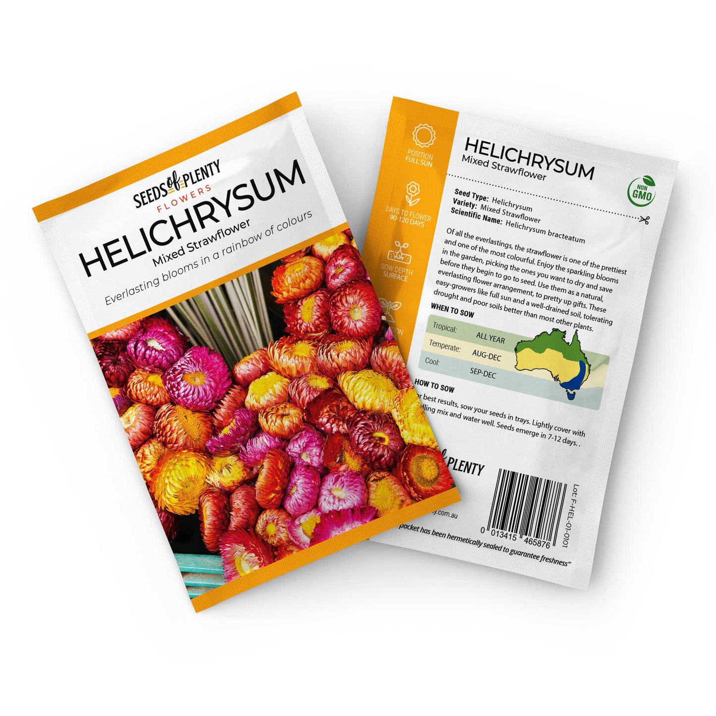 HELICHRYSUM - Mixed Strawflower Seed Packet - Helichrysum bracteatum