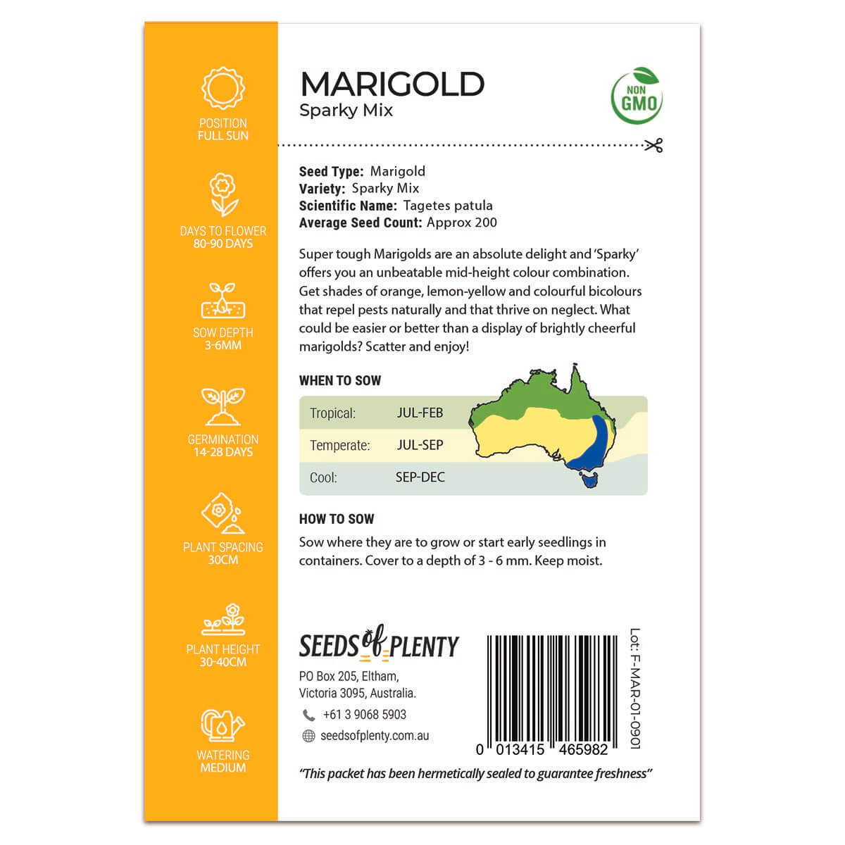 MARIGOLD - Sparky Mix - Tagetes patula