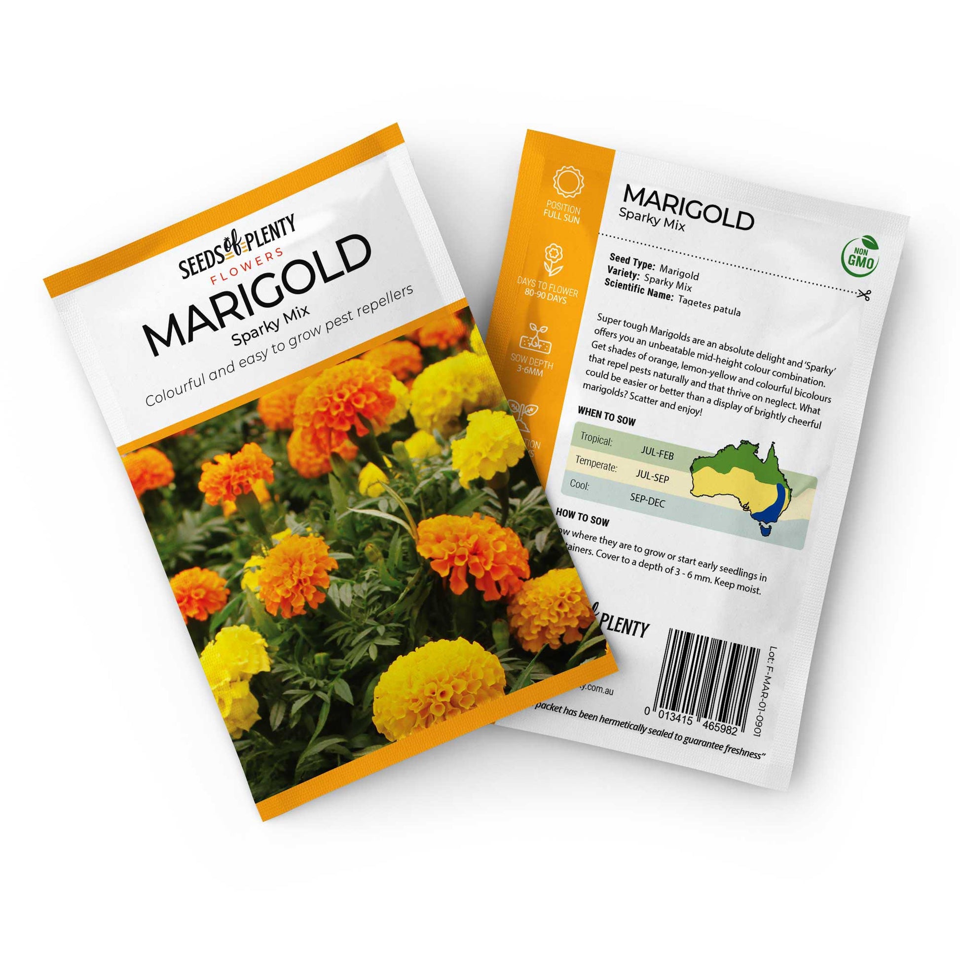 MARIGOLD   - Sparky Mix Seed Packet - Tagetes patula