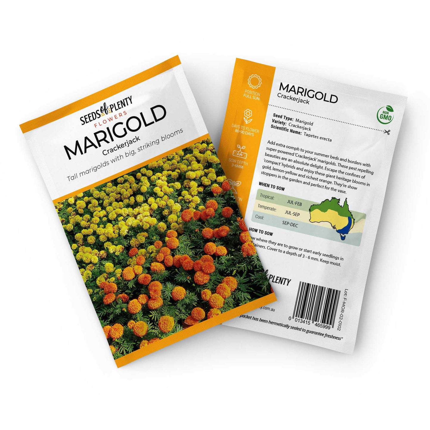 MARIGOLD - Crackerjack Seed Packet - Tagetes erecta