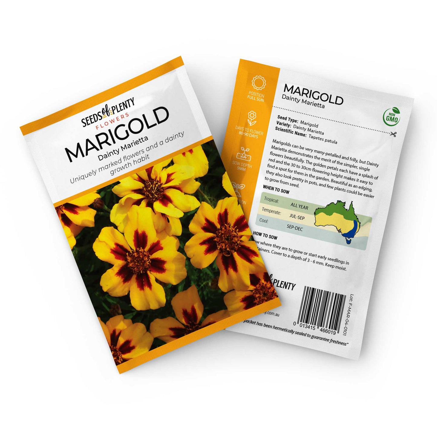 MARIGOLD - Dainty Marietta Seed Packet - Tagetes patula