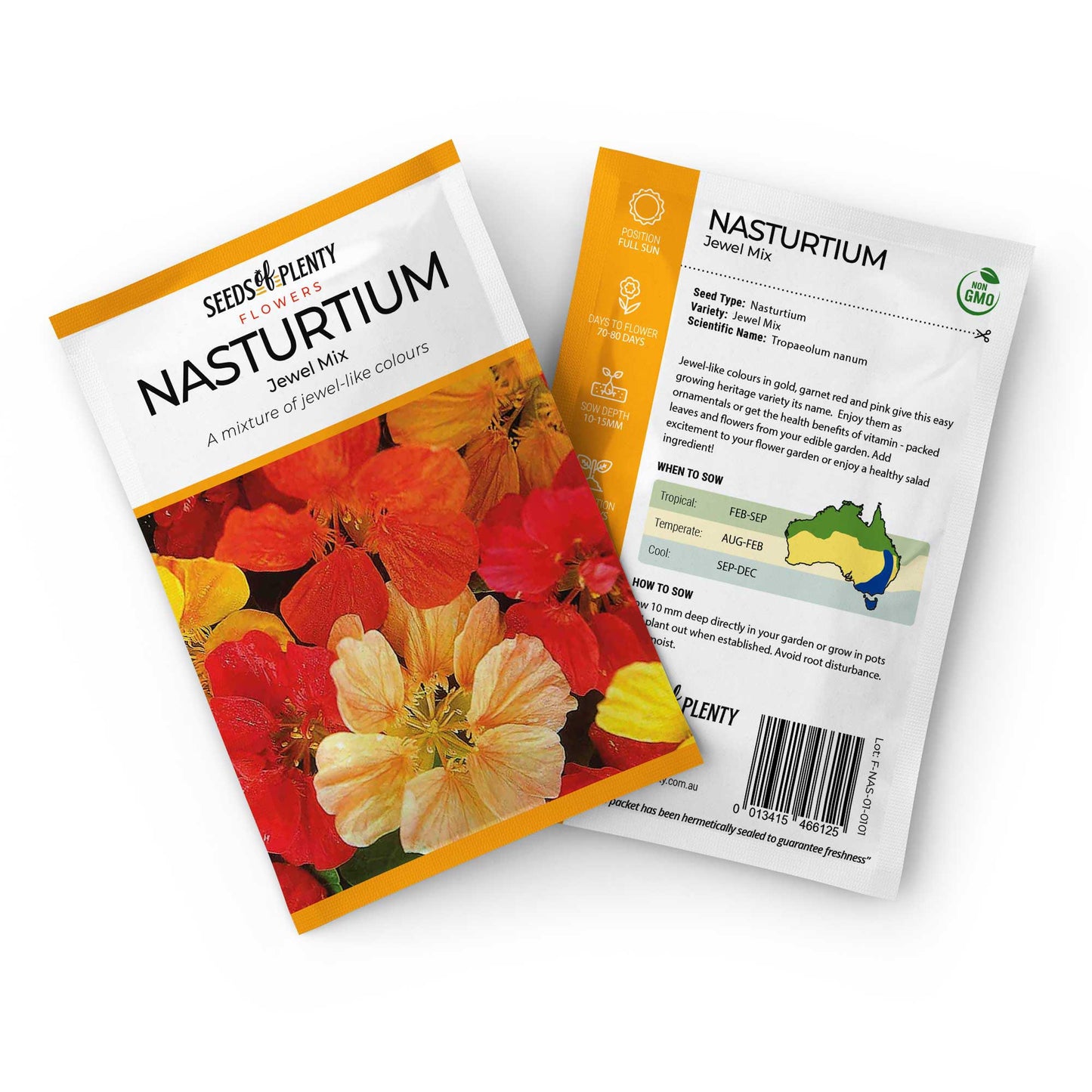 NASTURTIUM - Jewel Mix Seed Packet - Tropaeolum nanum