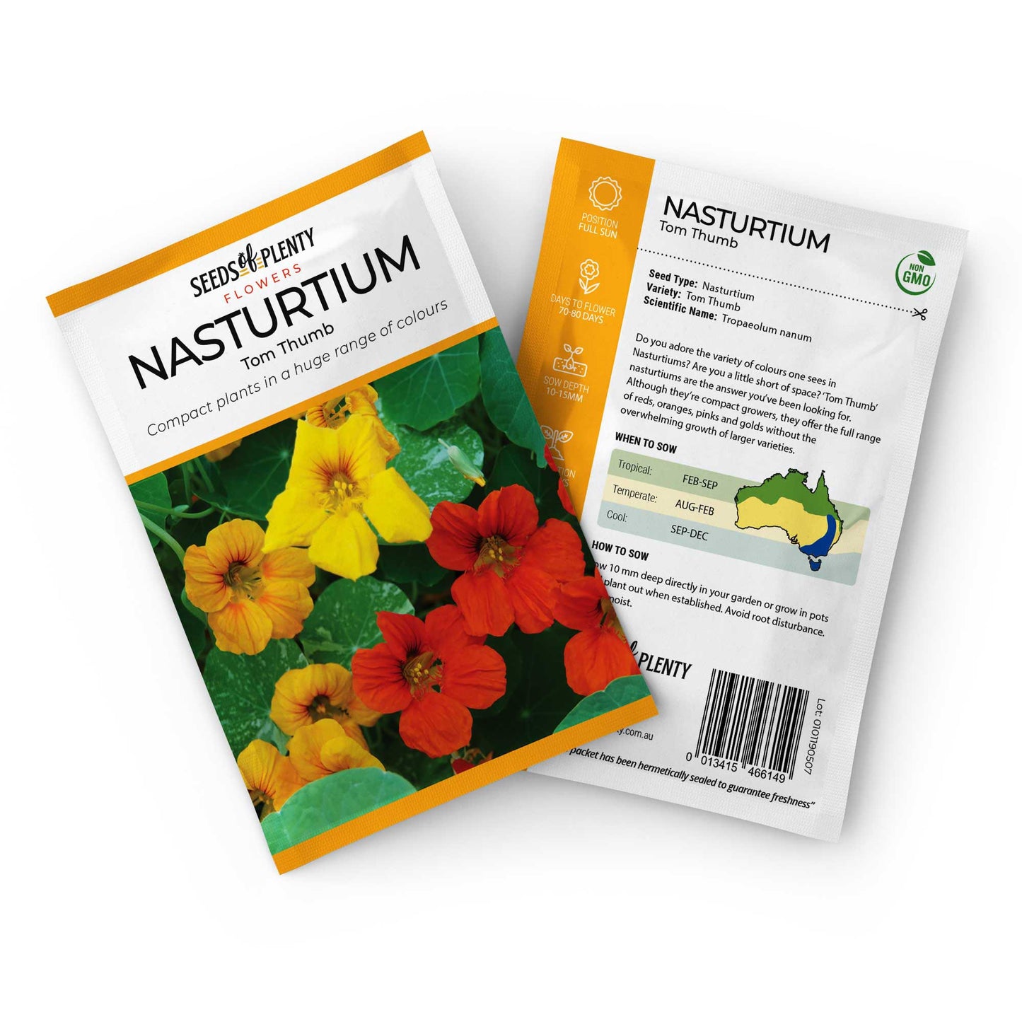 NASTURTIUM - Tom Thumb Seed Packet - Tropaeolum nanum