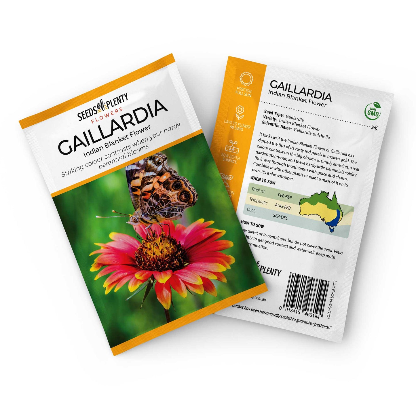 GAILLARDIA - Indian Blanket Flower Seed Packet - Gaillardia pulchella