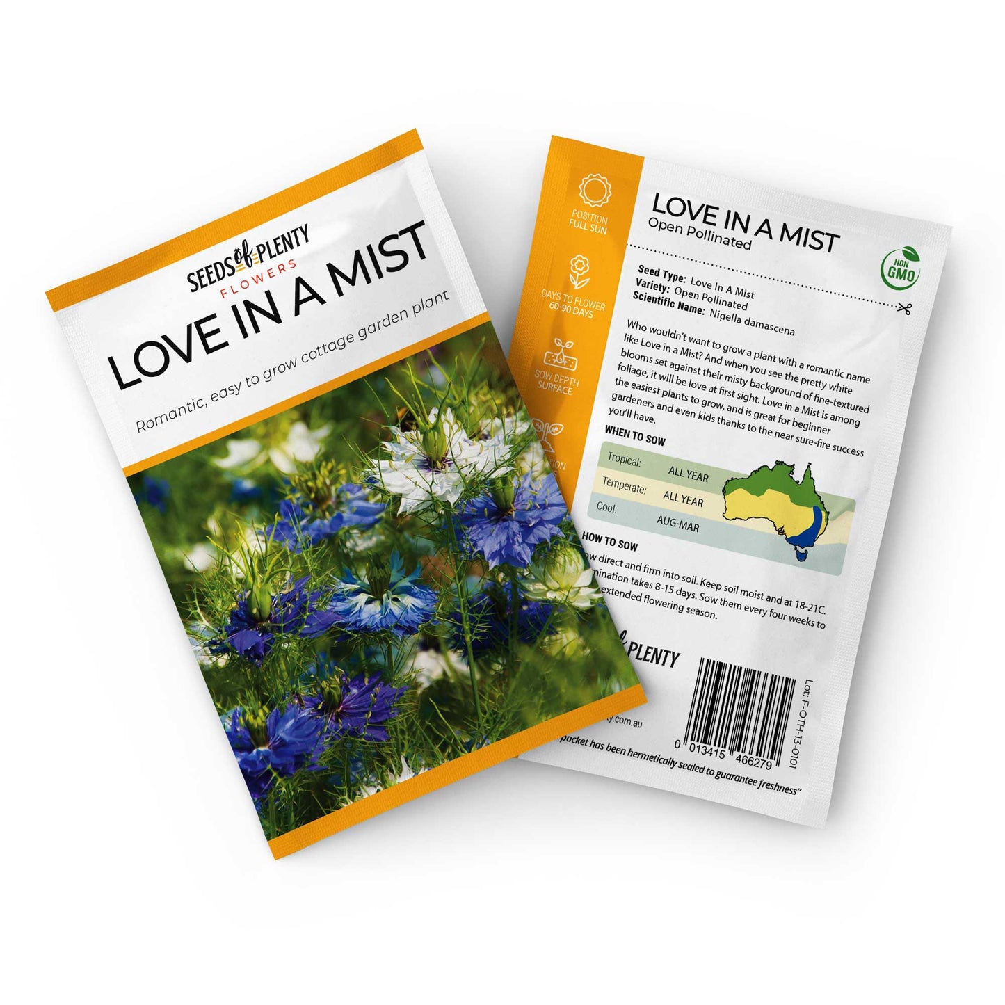 LOVE IN A MIST - Seed Packet - Nigella damascena