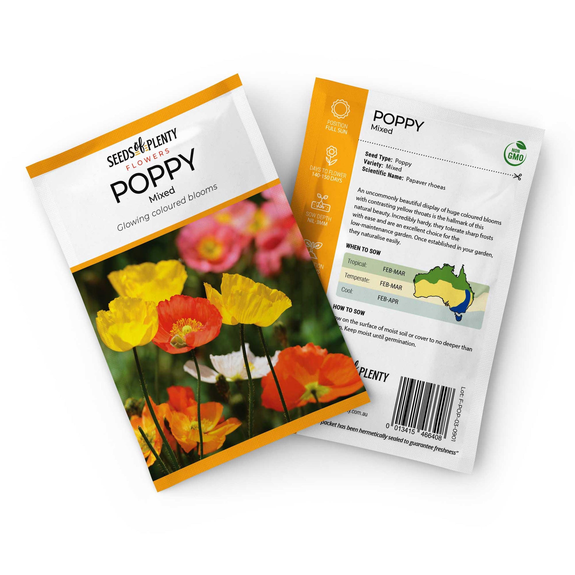 POPPY  - Mixed Seed Packet - Papaver rhoeas