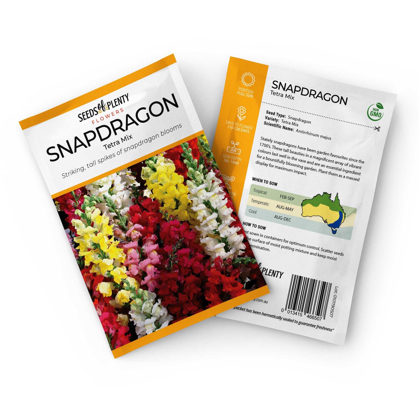 SNAPDRAGON - Tetra Mix Seed Packet - Antirrhinum majus