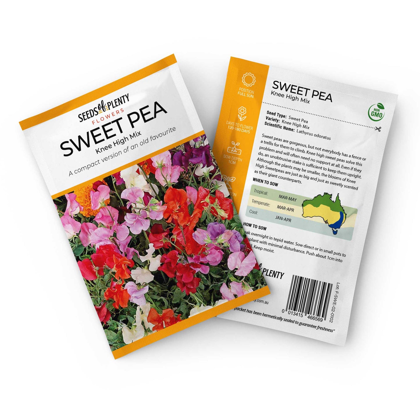 SWEET PEA - Knee High Mix Seed Packet - Lathyrus odoratus