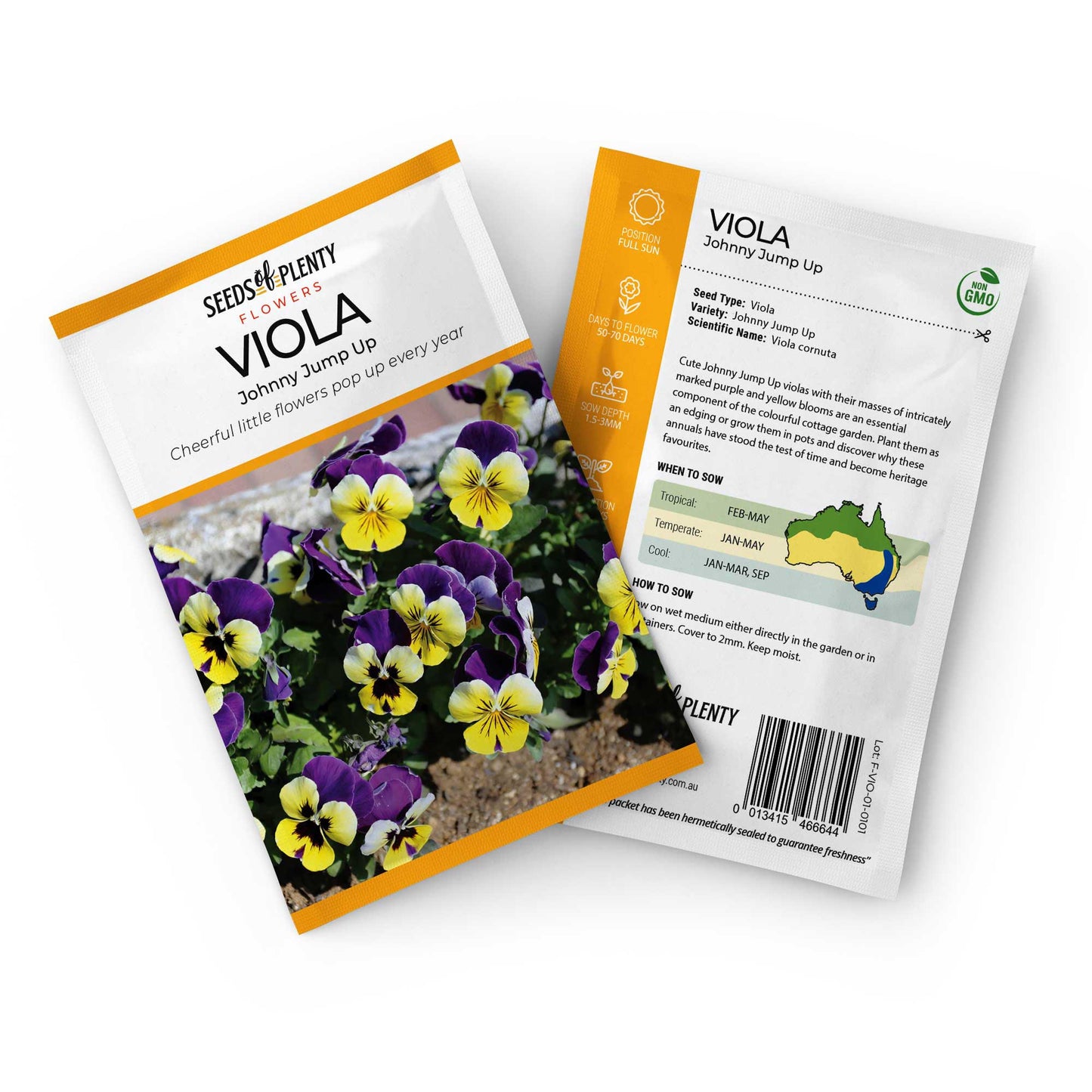 VIOLA - Johnny Jump Up Seed Packet - Viola cornuta