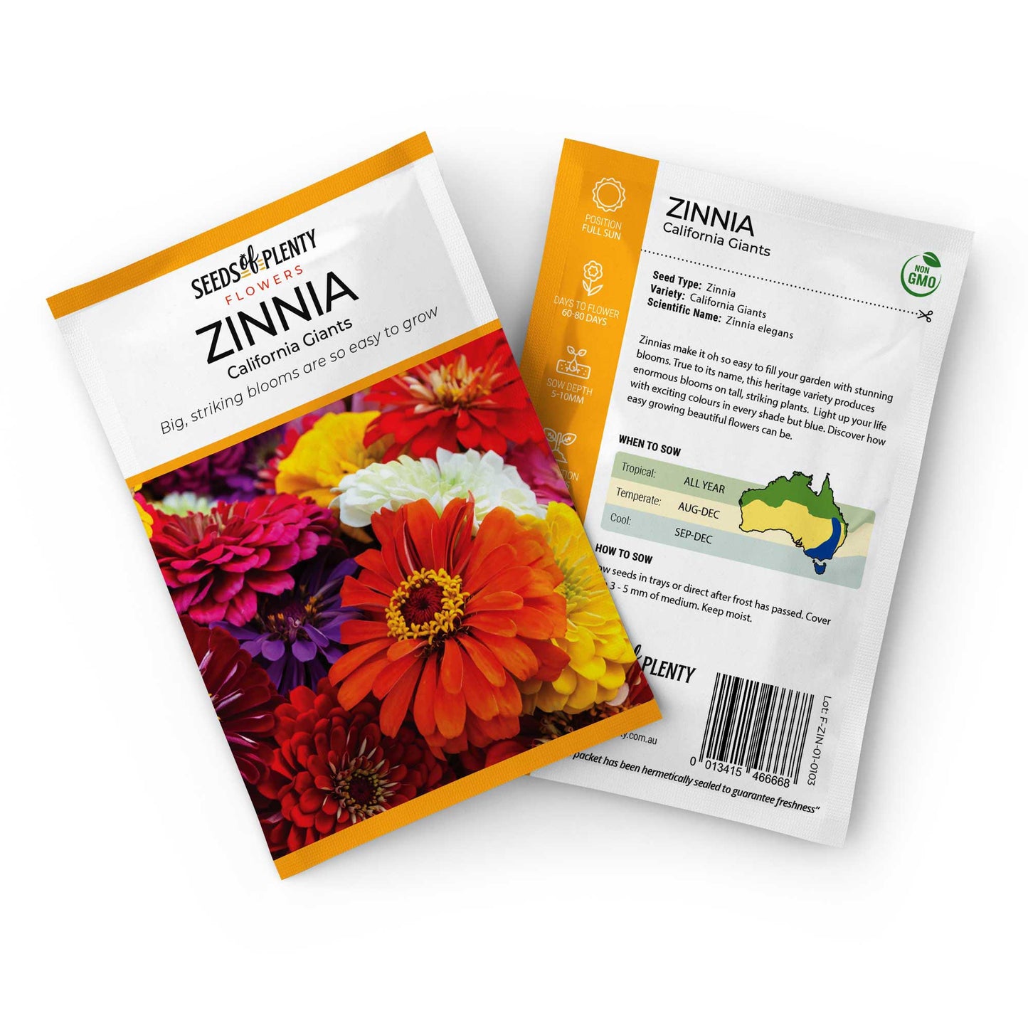 ZINNIA - California Giants Seed Packet - Zinnia elegans