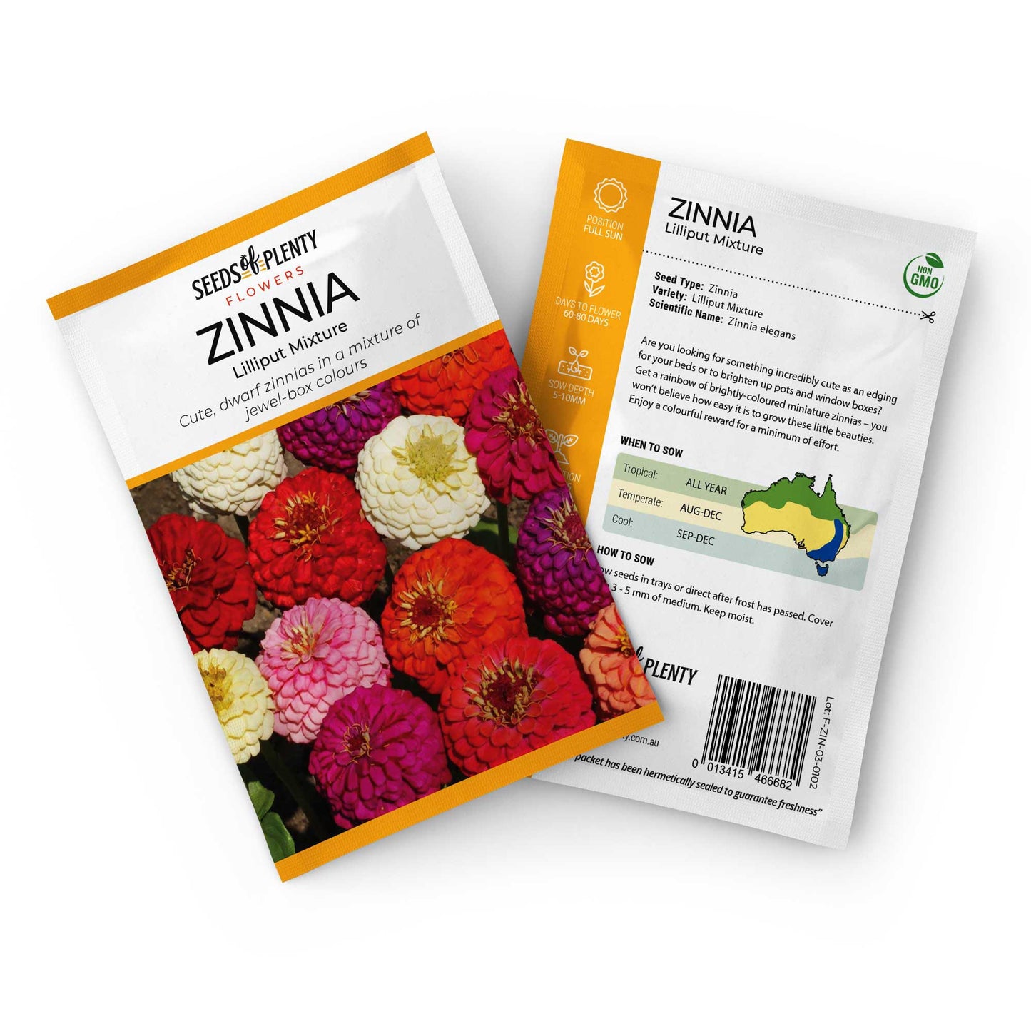 ZINNIA - Lilliput Mixture Seed Packet - Zinnia elegans