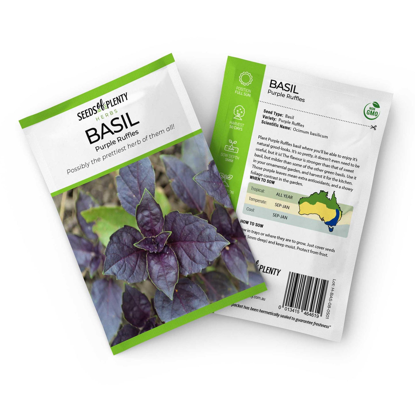 BASIL - Purple Ruffles Seed Packet - Ocimum basilicum