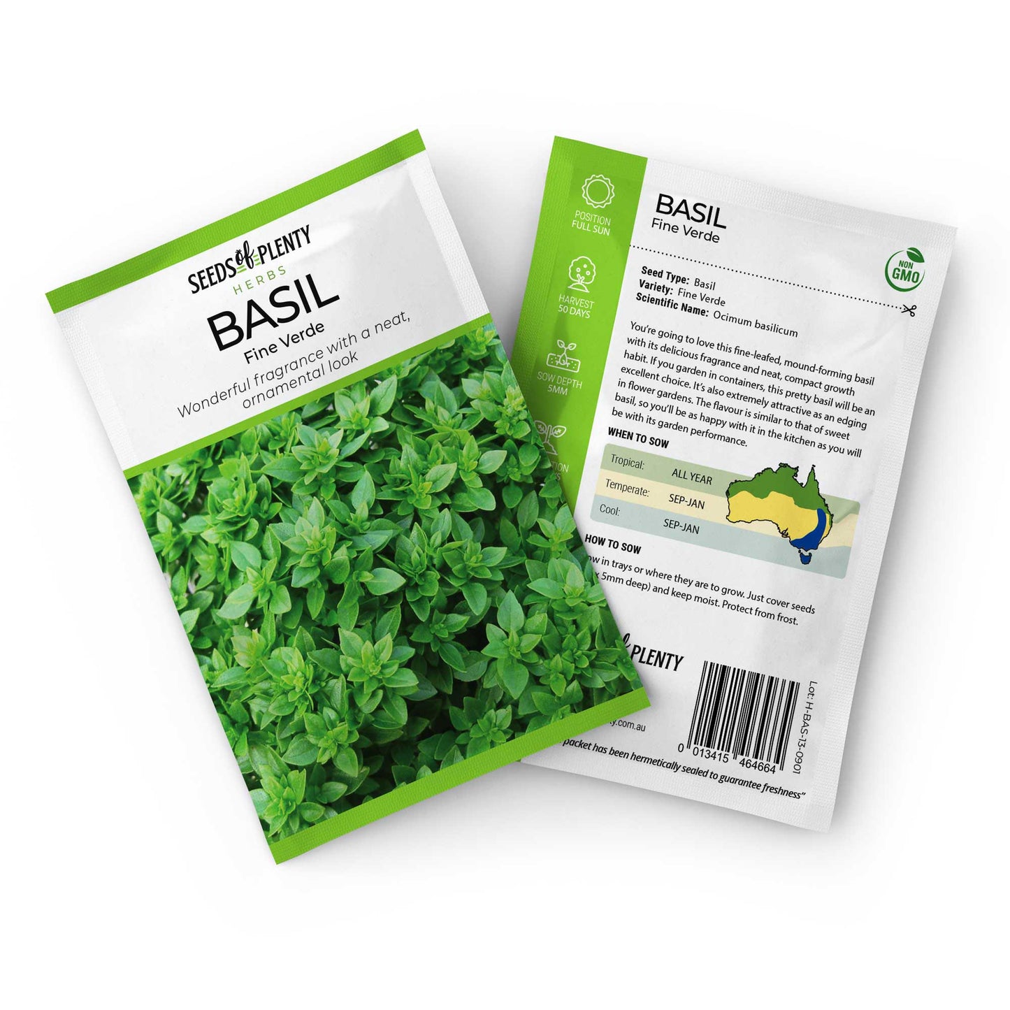 BASIL - Fine Verde Seed Packet - Ocimum basilicum