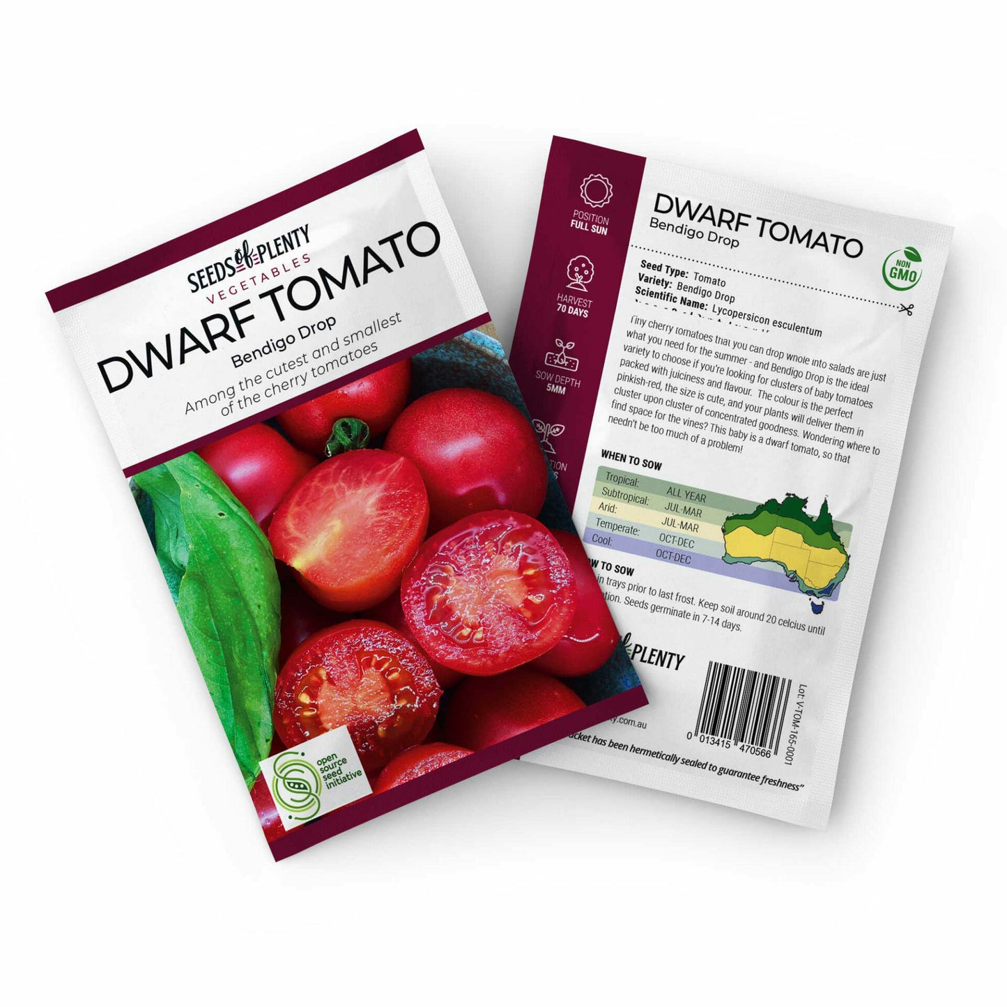 DWARF TOMATO - Bendigo Drop Seed Packet - Lycopersicon esculentum