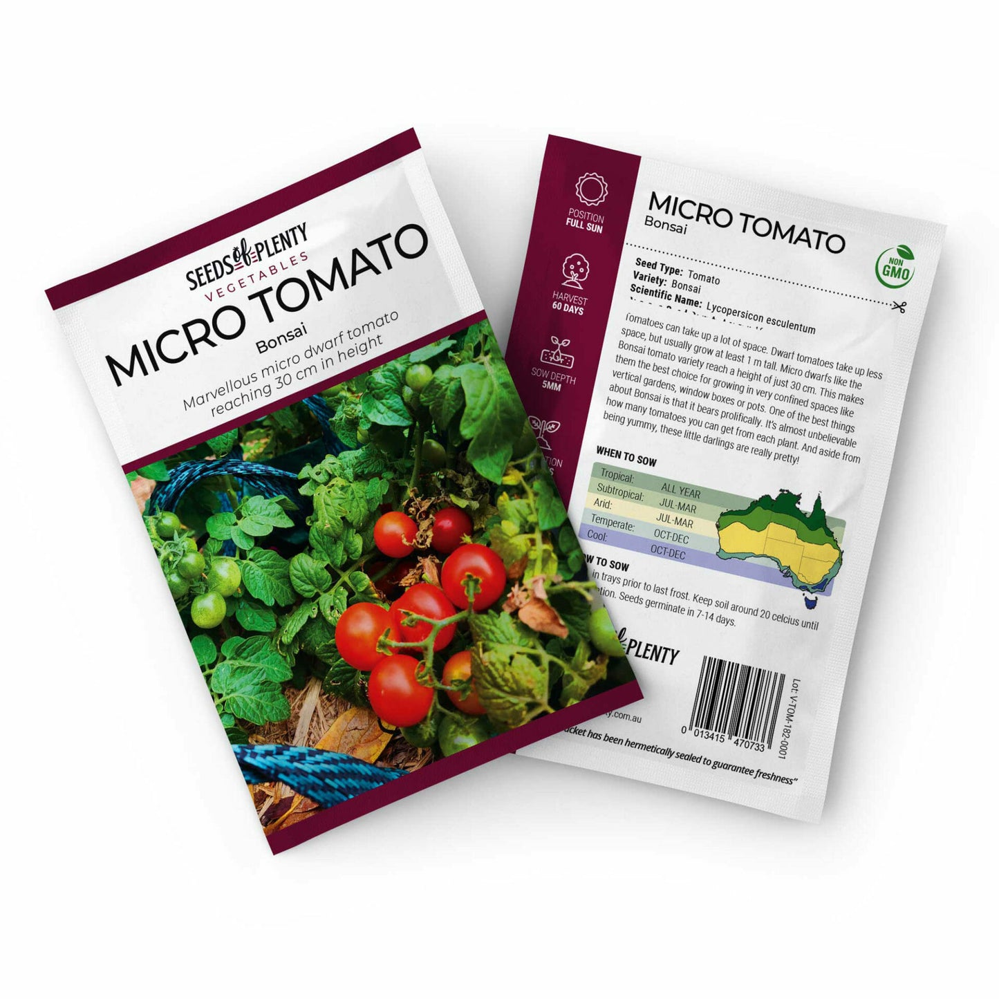 MICRO TOMATO - Bonsai Seed Packet - Lycopersicon esculentum