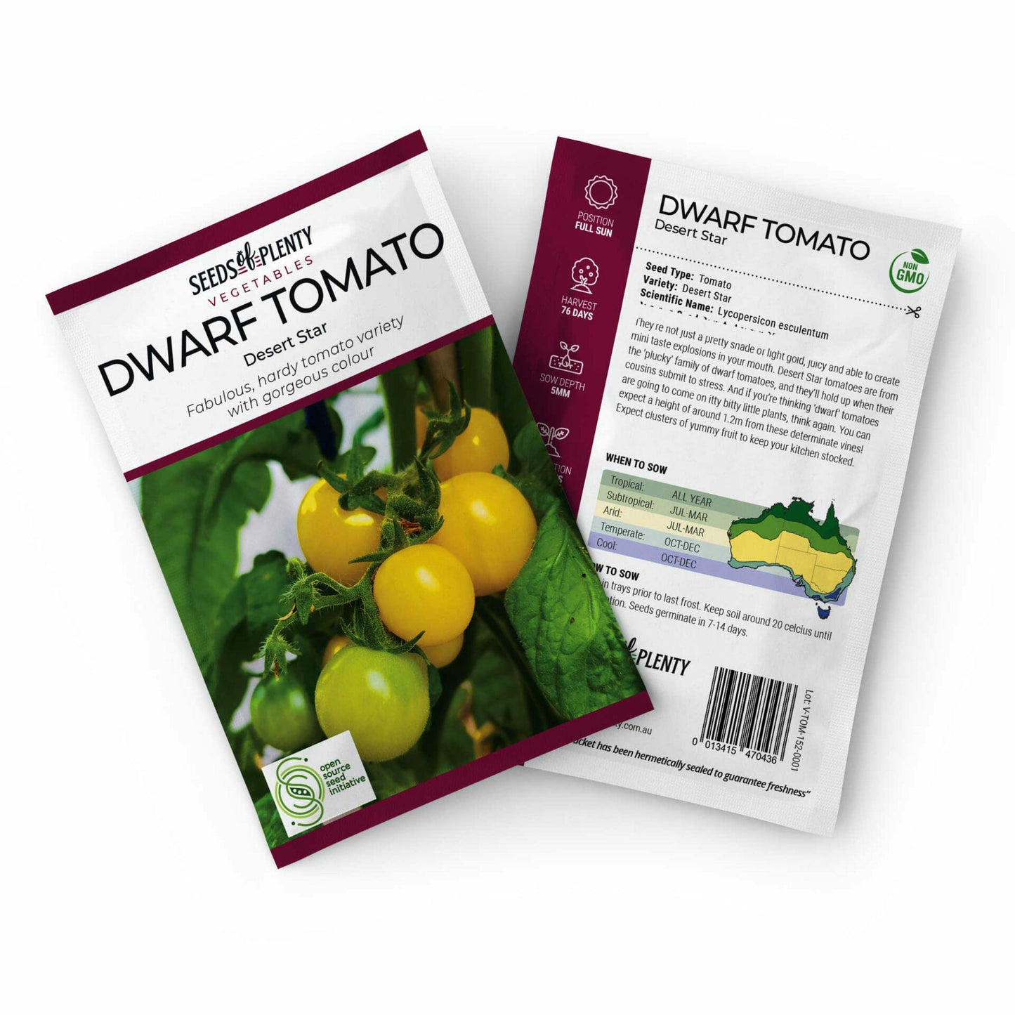 DWARF TOMATO - Desert Star Seed Packet - Lycopersicon esculentum