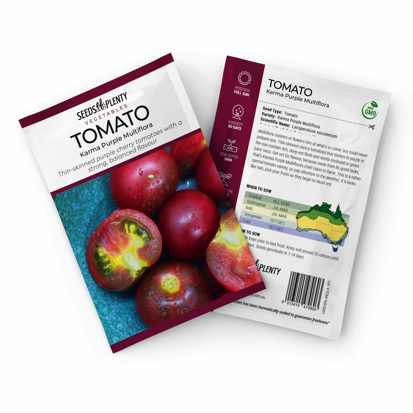 TOMATO - Karma Purple Multiflora Seed Packet - Lycopersicon esculentum