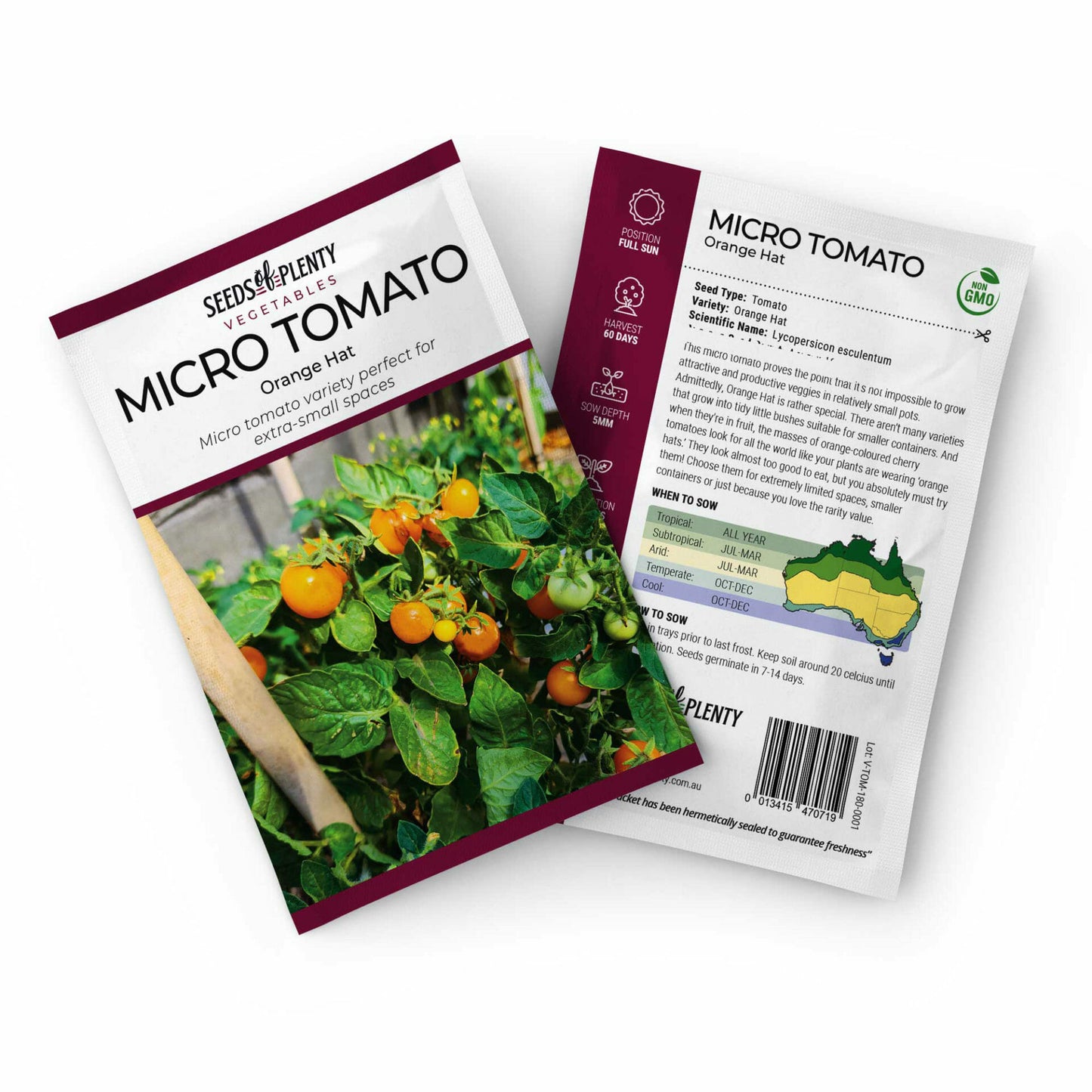 MICRO TOMATO - Orange Hat Seed Packet - Lycopersicon esculentum