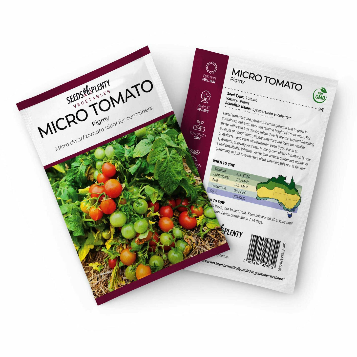 MICRO TOMATO - Pigmy Seed Packet - Lycopersicon esculentum