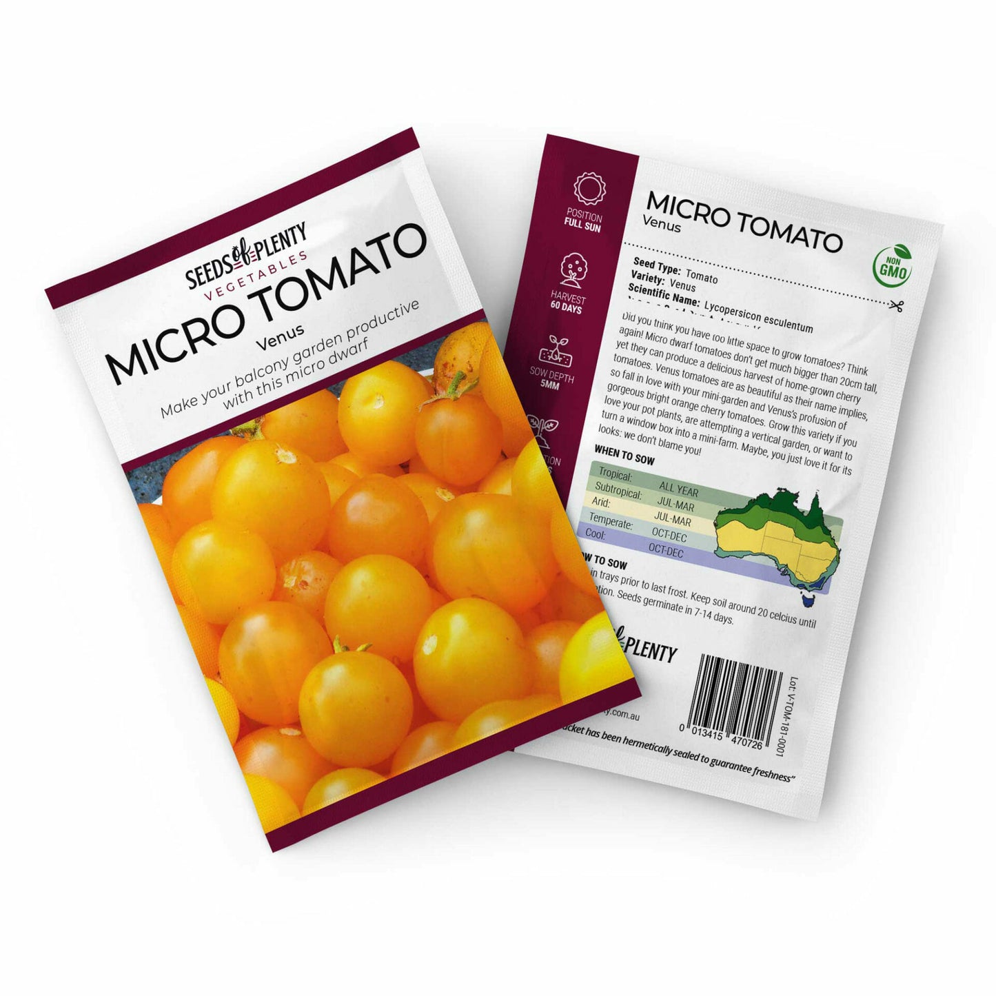 MICRO TOMATO - Venus Seed Packet - Lycopersicon esculentum