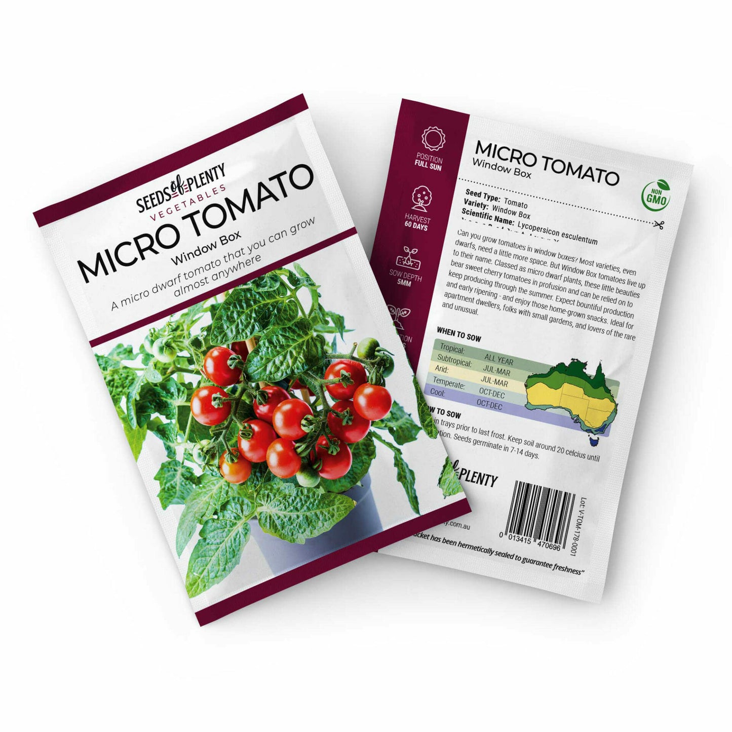 MICRO TOMATO - Window Box Seed Packet - Lycopersicon esculentum