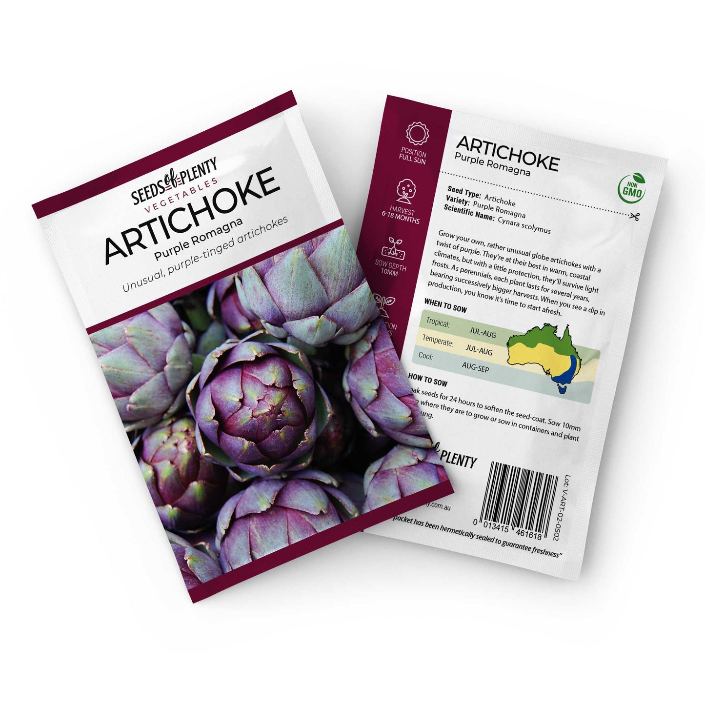 ARTICHOKE - Purple Romagna Seed Packet - Cynara scolymus