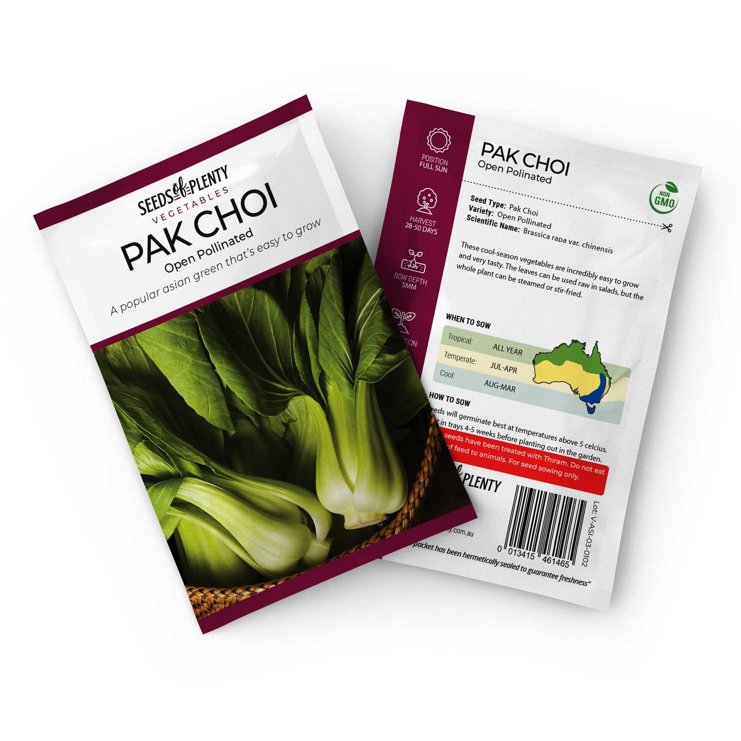 PAK CHOI - Seed Packet - Brassica rapa var. chinensis