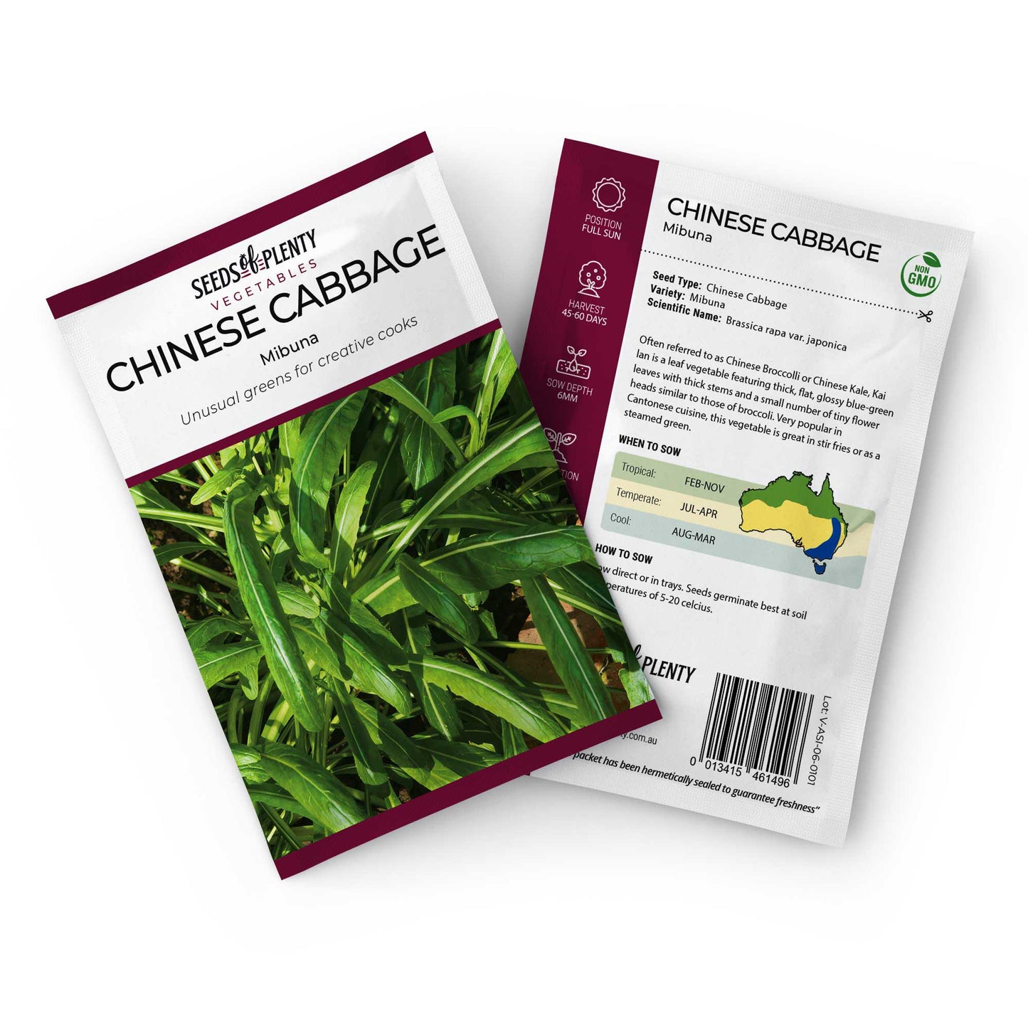 CHINESE CABBAGE - Mibuna Seed Packet - Brassica rapa var. japonica