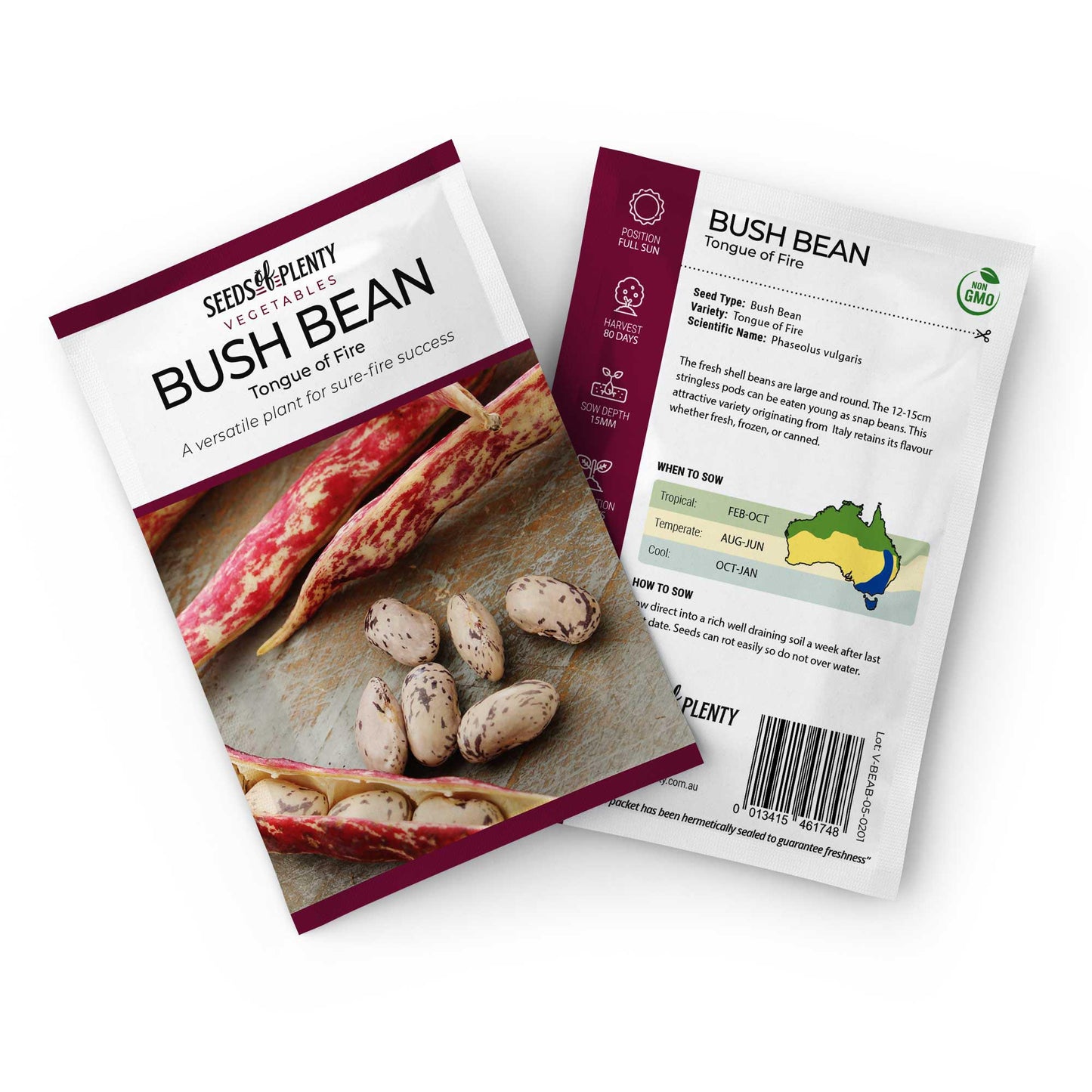 BUSH BEAN - Tongue of Fire Seed Packet - Phaseolus vulgaris